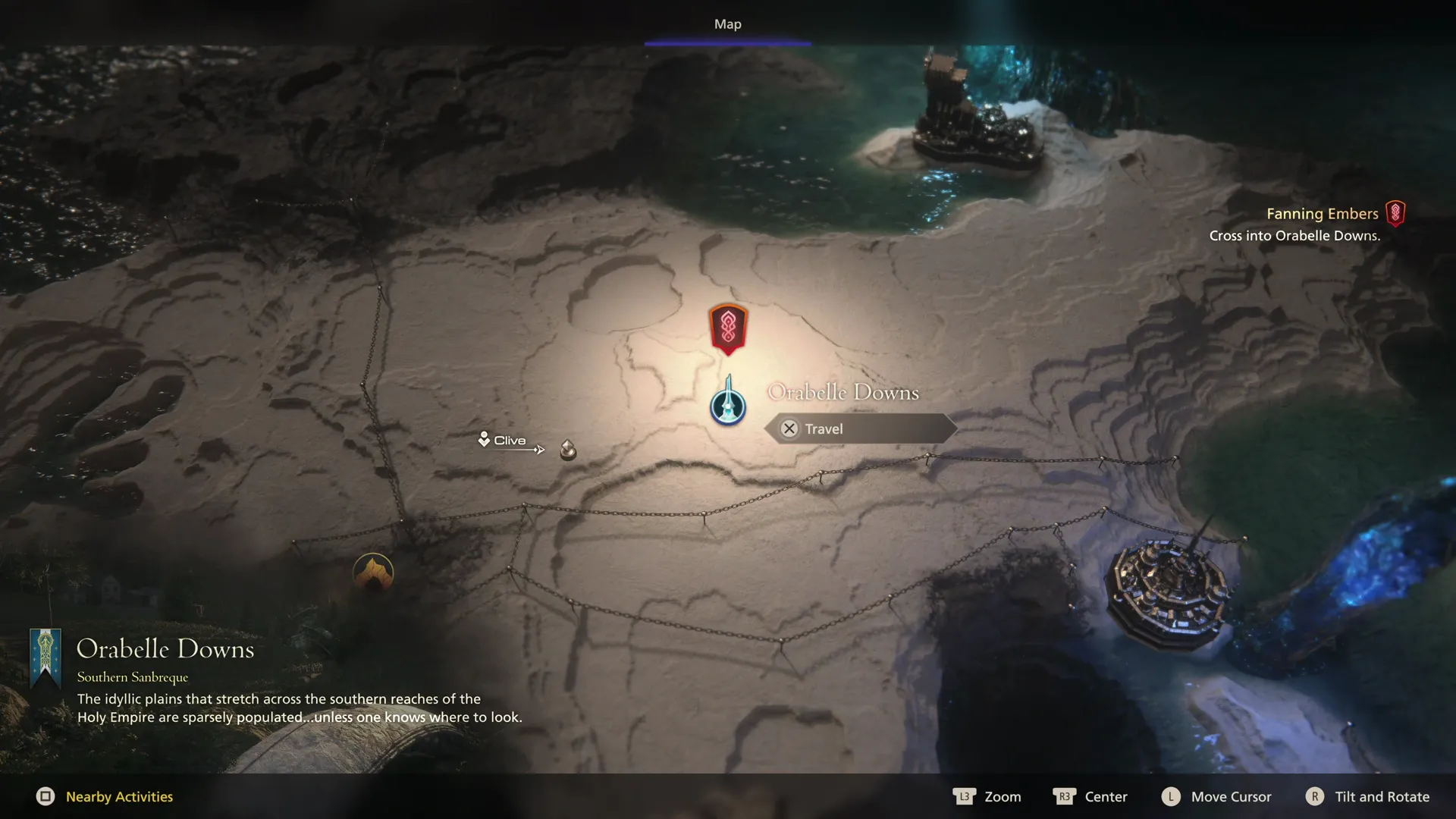 Accessing Orabelle Downs from the world map