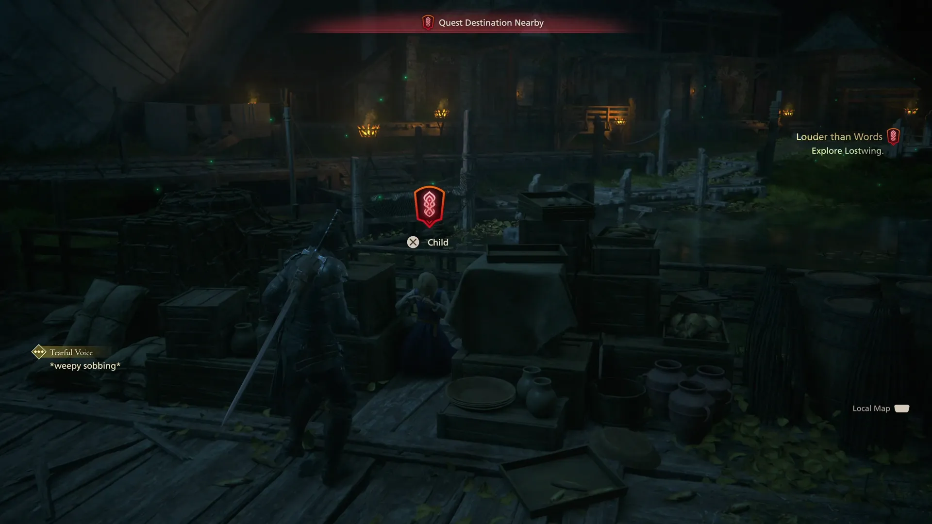 Speaking to the child in Lostwing with the Main Scenario Quest marker over its head