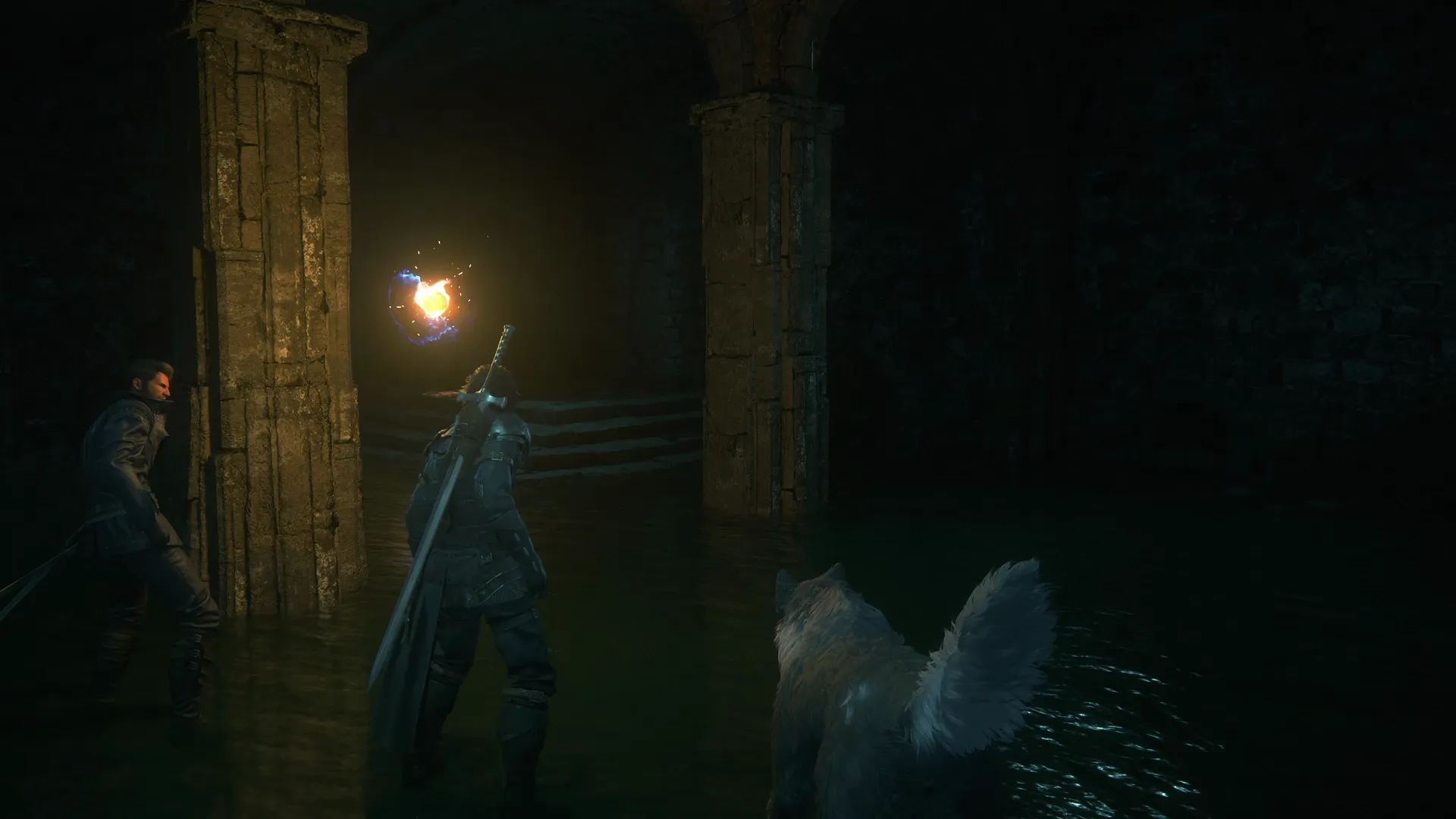 Clive, Cid and Torgal traveling through the underground passages into Caer Norvent