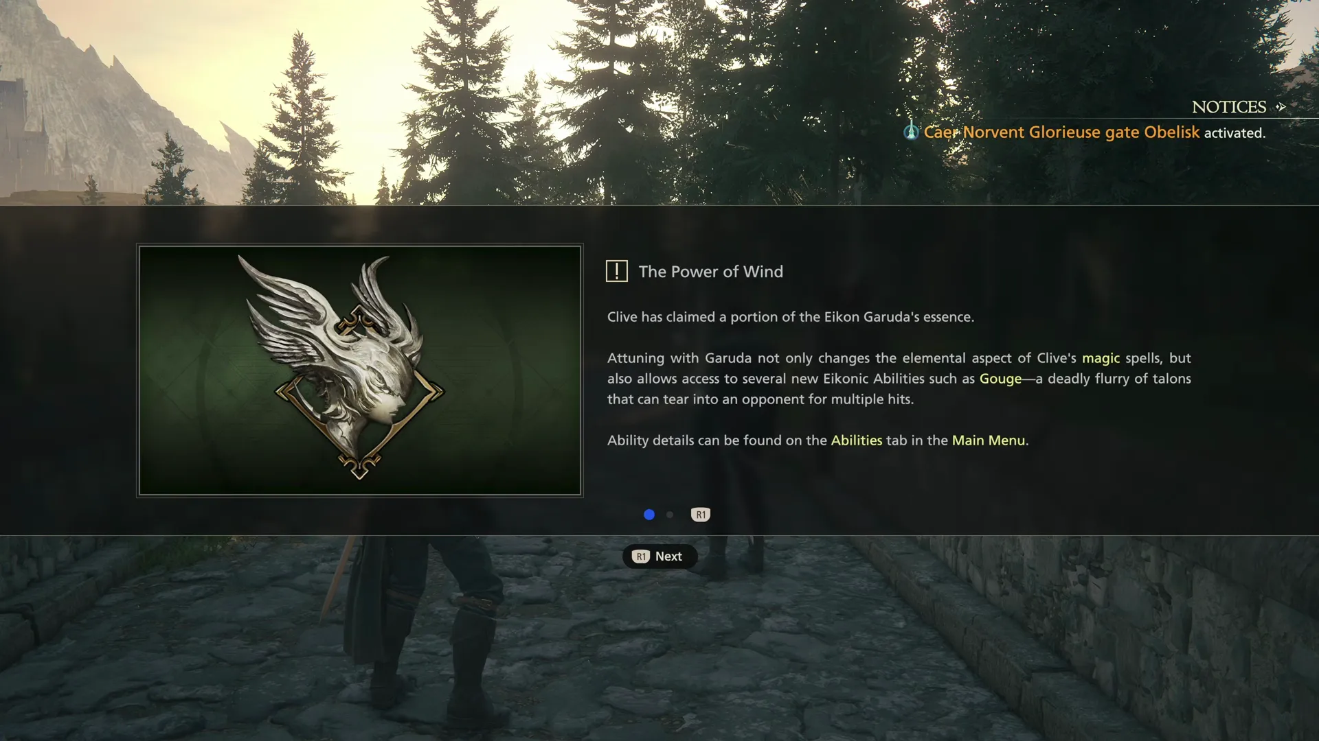 Receiving the Power of Wind (Garuda) after defeating Benedikta