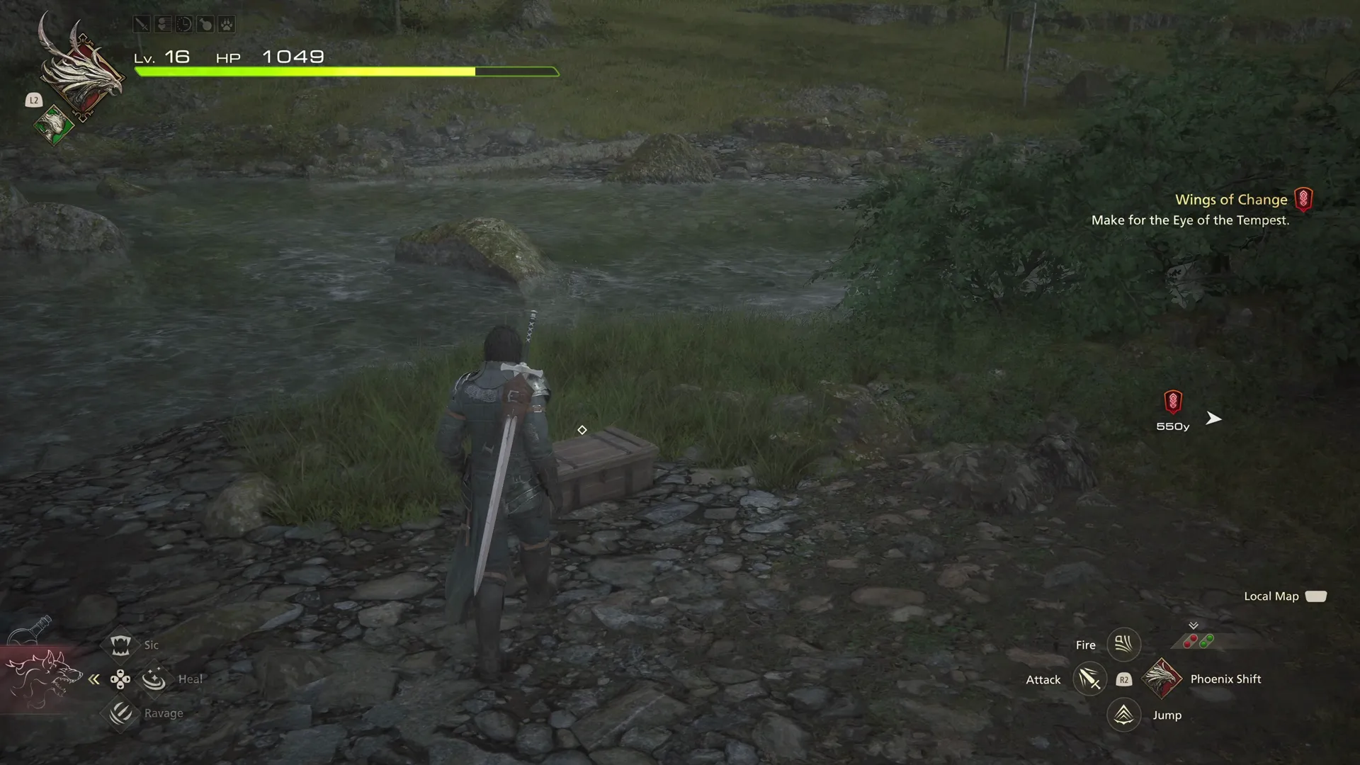 Opening a treasure coffer in Glorieuse near the river