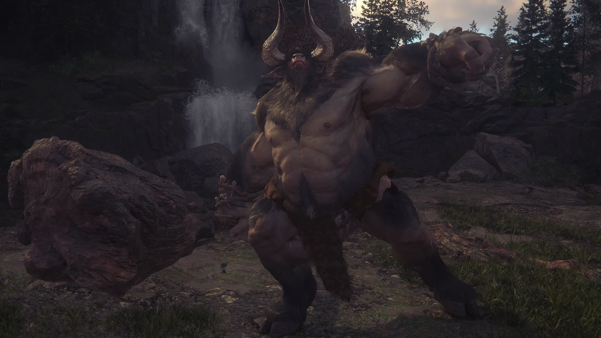 Close-up of a Minotaur before the beginning of the battle