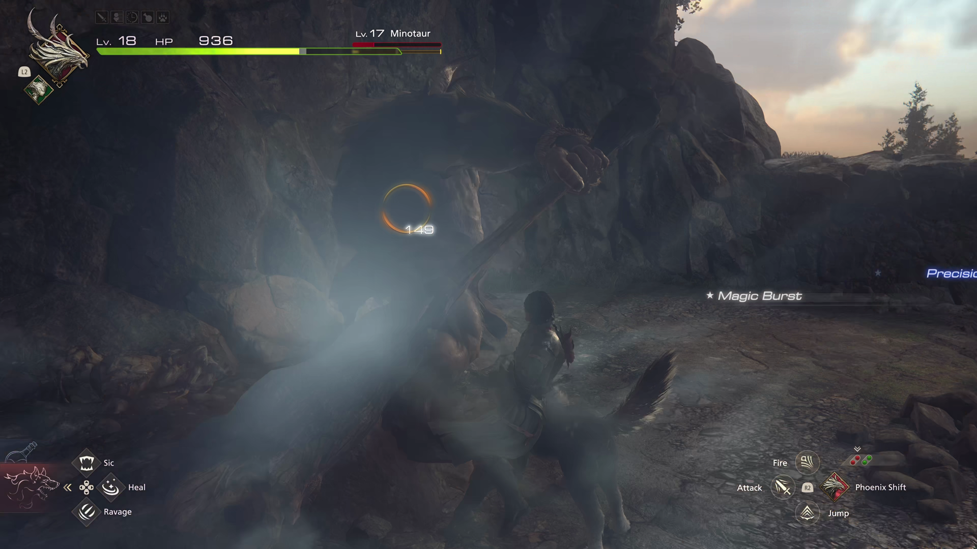 Minotaur initiating its underhanded swing which is difficult to dodge