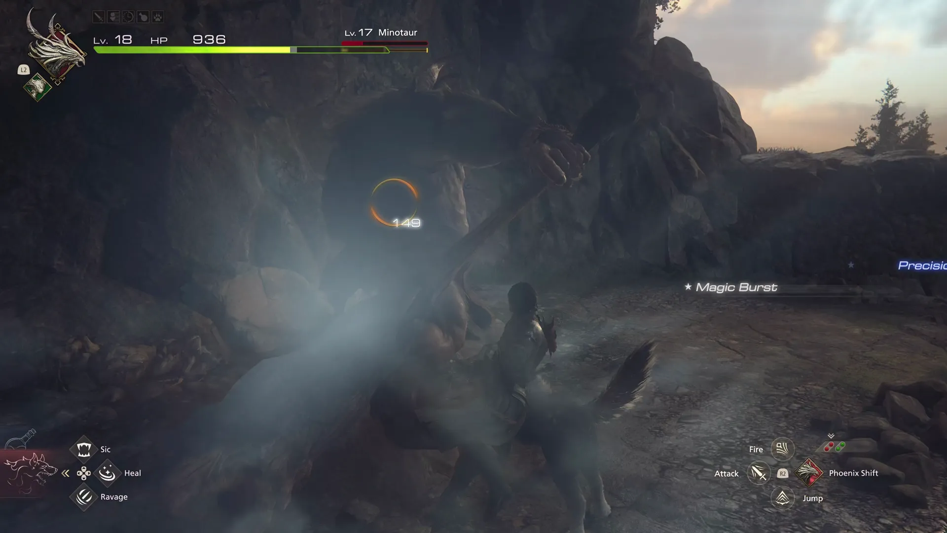 Minotaur initiating its underhanded swing which is difficult to dodge