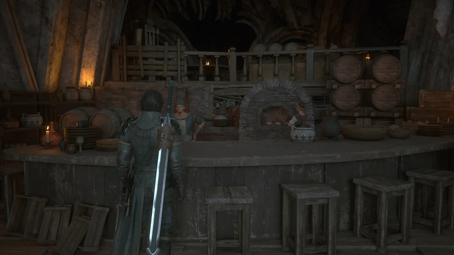 Speaking with Kenneth at the Fat Chocobo inside the Hideaway