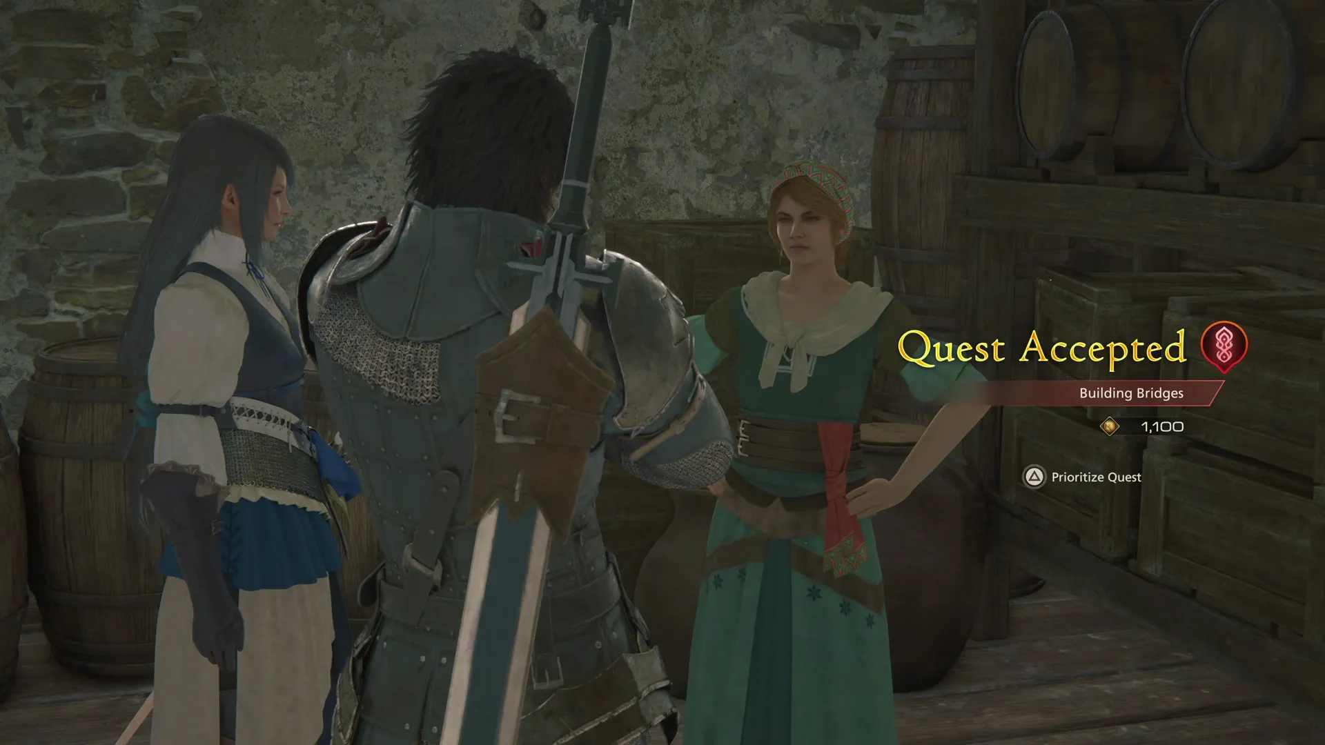 Accepting the Bridge Building Main Scenario subquest from Martha