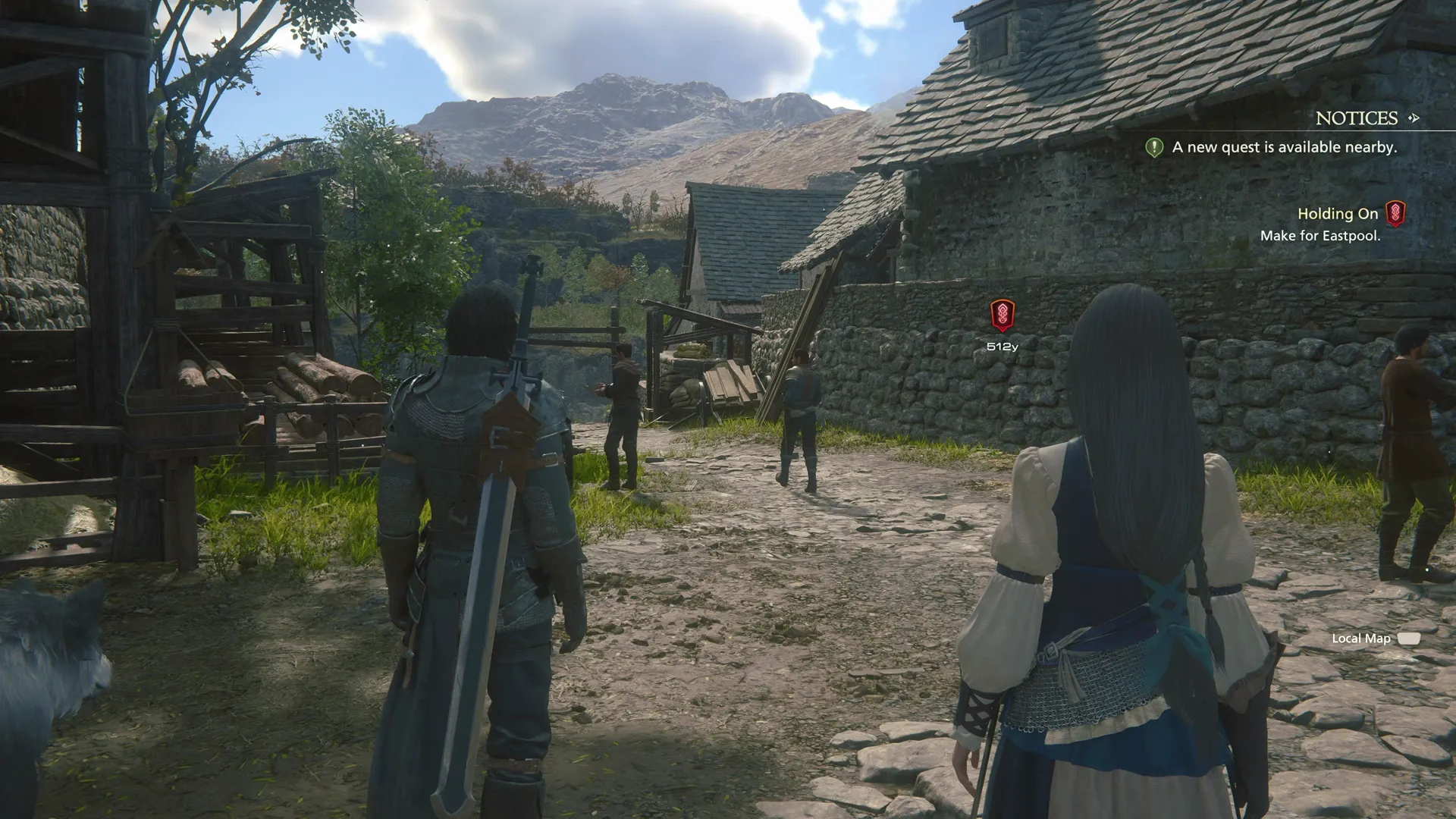 Clive and Jill looking northwards towards the bridge exiting out of town