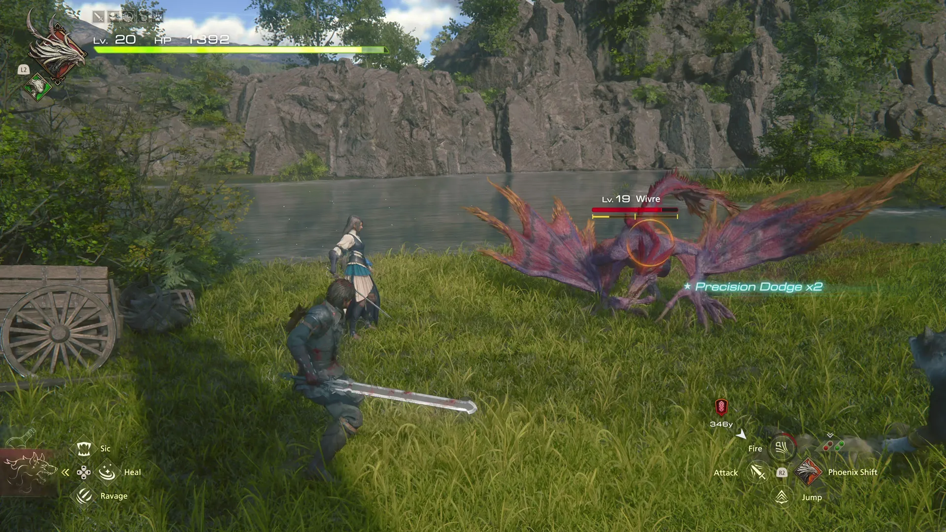 Battle against a Wivre trying to get the Blood Hawk Jess