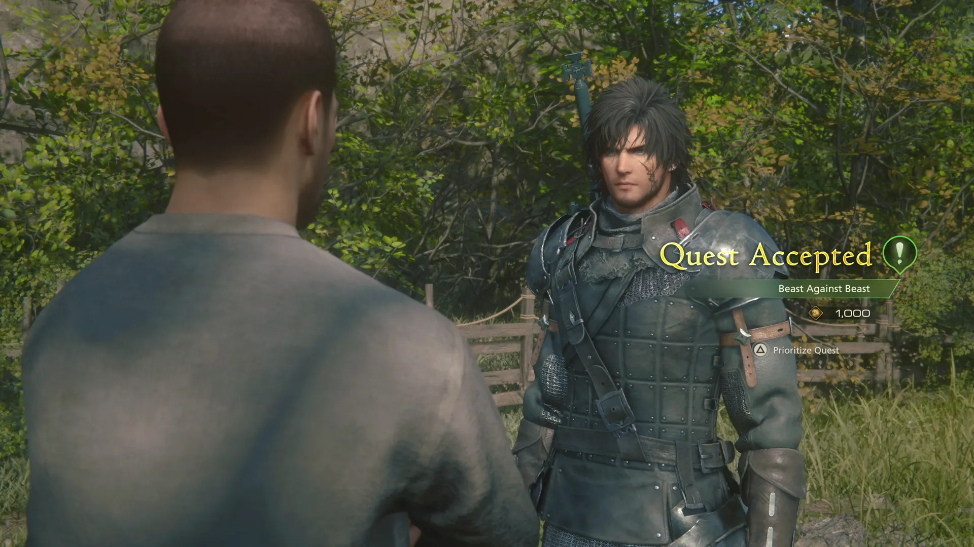 Accepting the Beast Against Beast Optional Quest from Frederic on the way to Eastpool