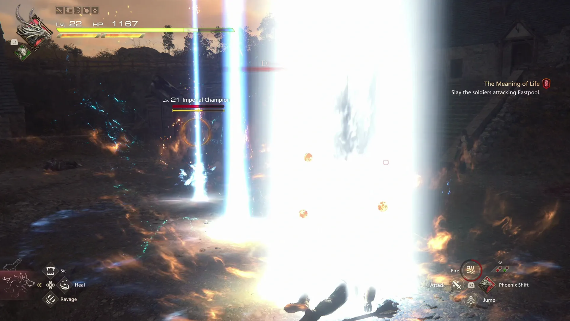 Imperial Champion using its Divine Hammer attack