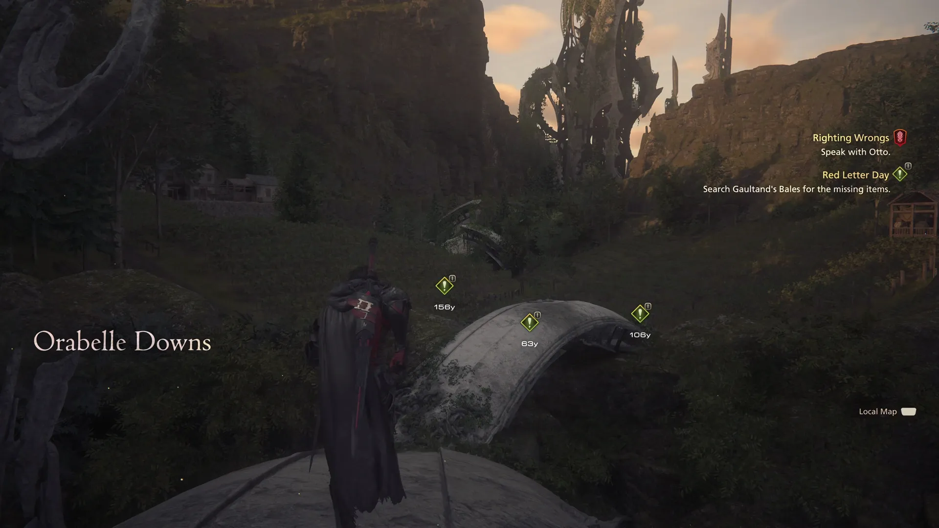 Reaching Orabelle Downs and seeing the Red Letter Day Quest Objectives just up ahead