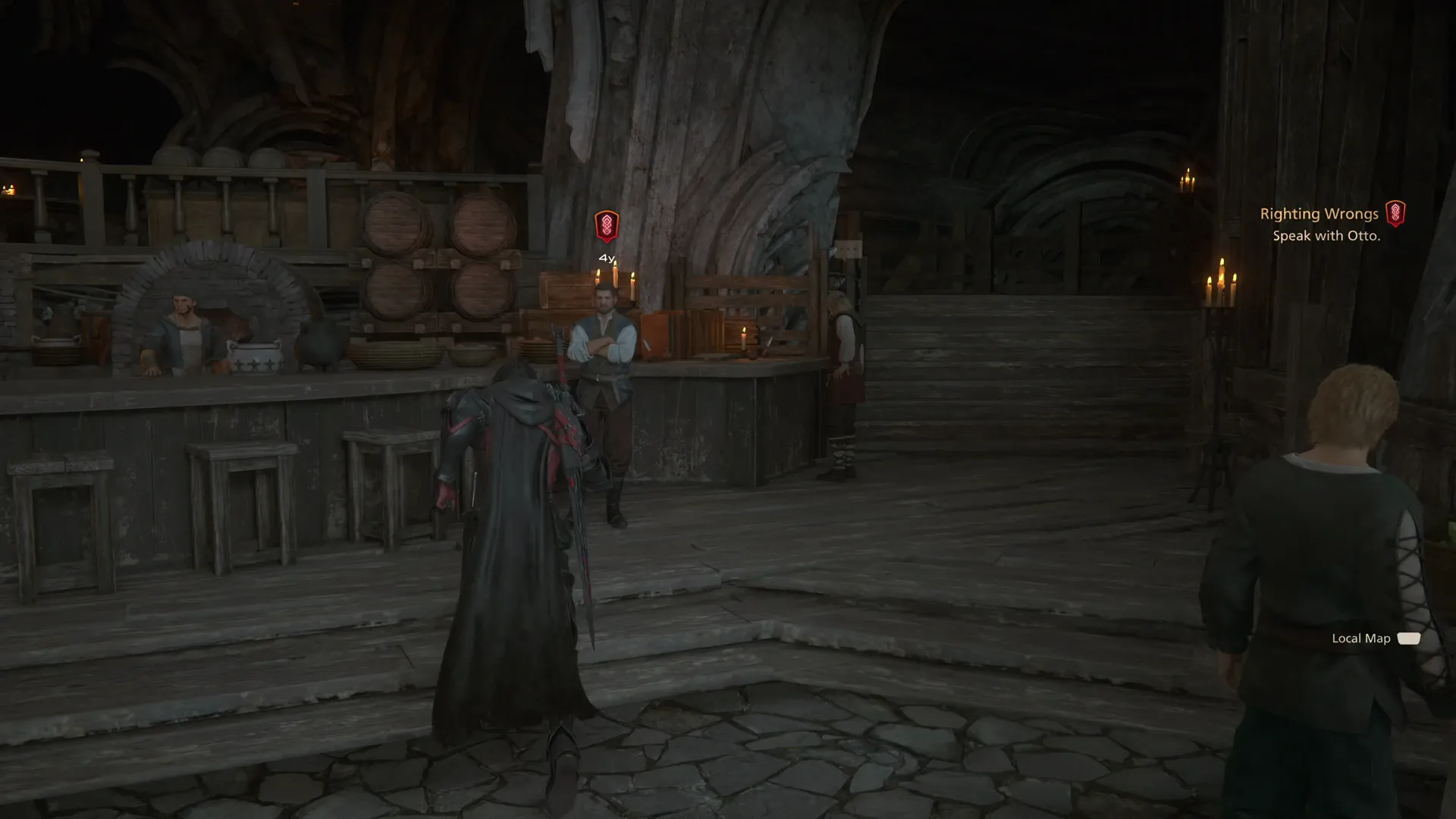 Talking with Otto near the Fat Chocobo to advance the story