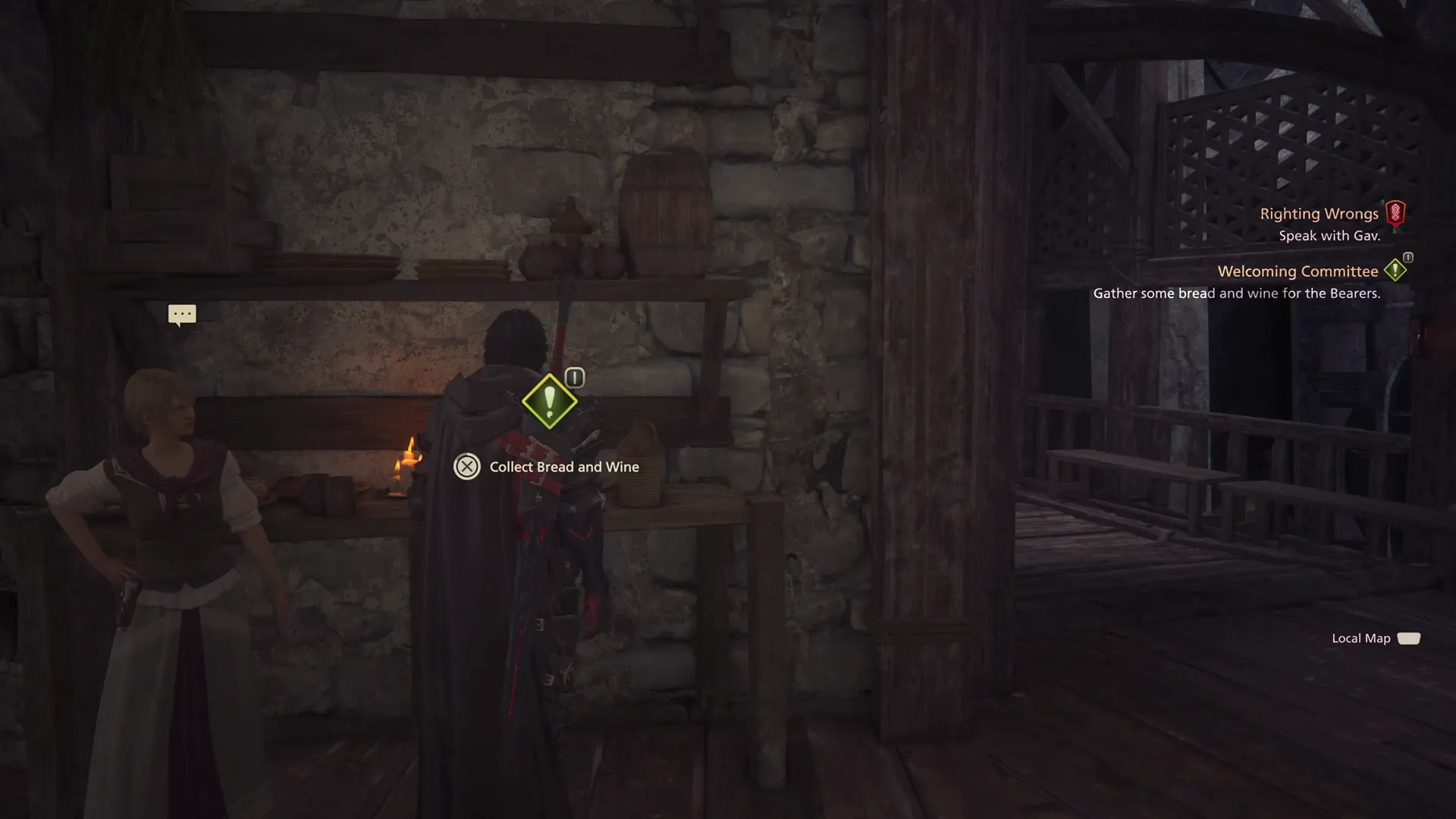 Collecting the Bread and Wine off the shelf for the Bearers out front