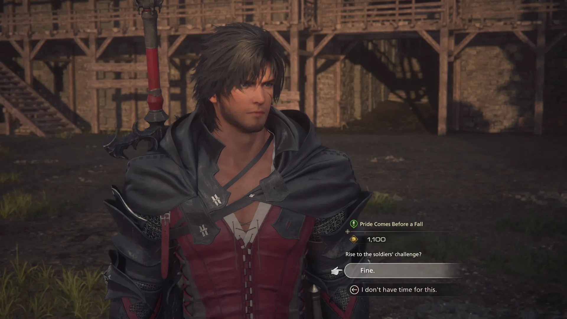 Accepting the Pride Comes Before a Fall Optional Quest from Leon at the garrison