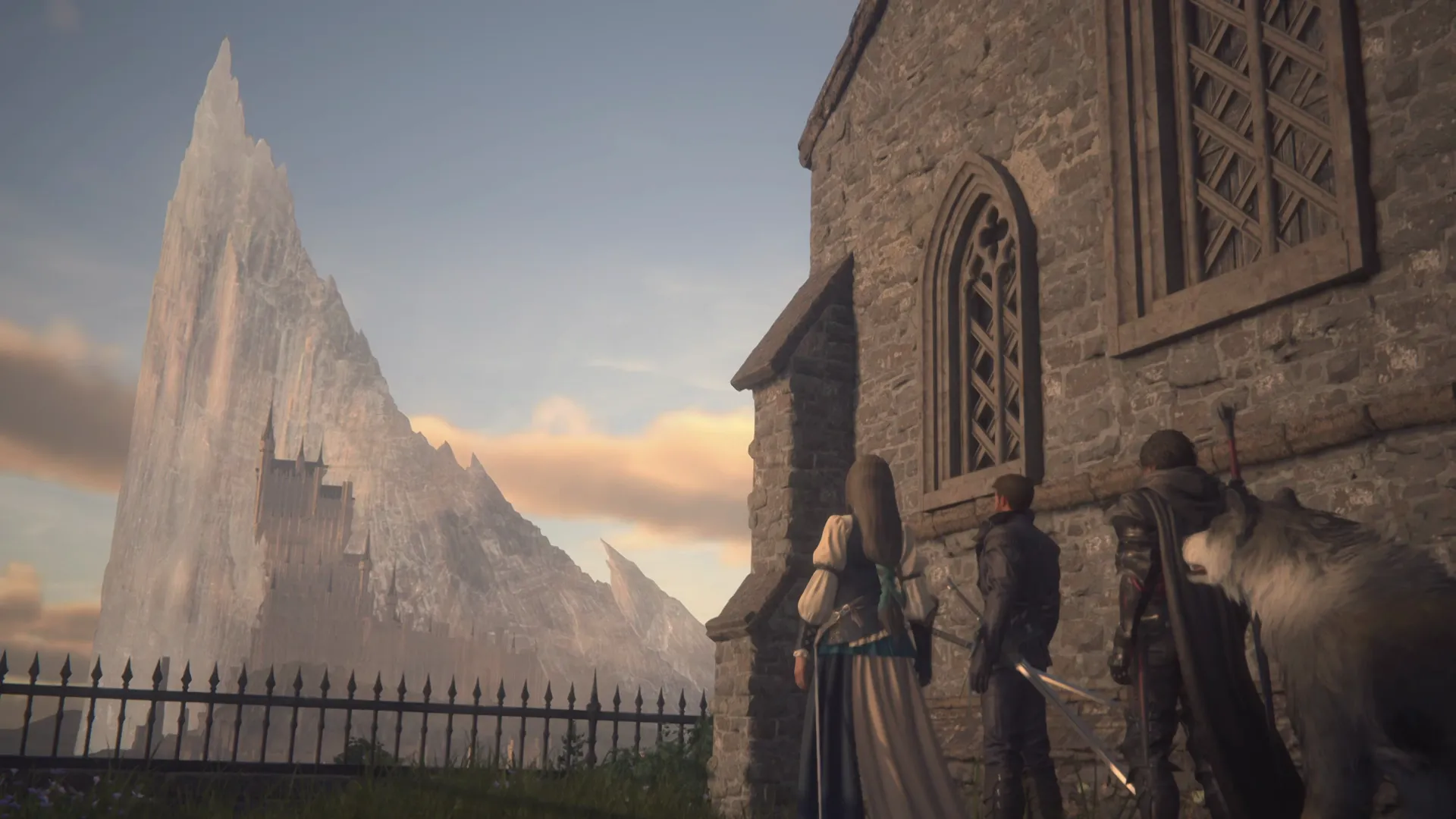 Clive, Jill, and Cid looking on towards Drake’s Head from the Moore chapel