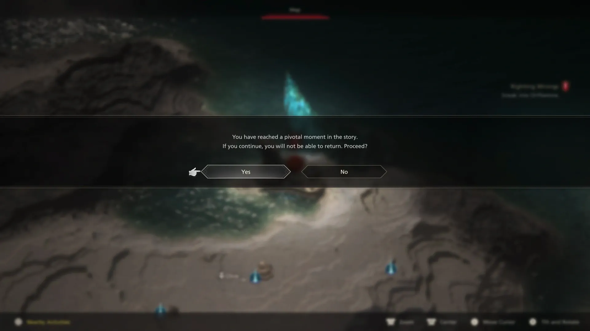 Message indicating that you’ve reached a pivotal moment in the story