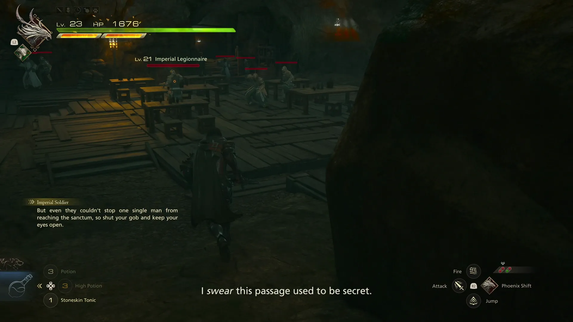 Initiating a battle against a group of Imperial soldiers