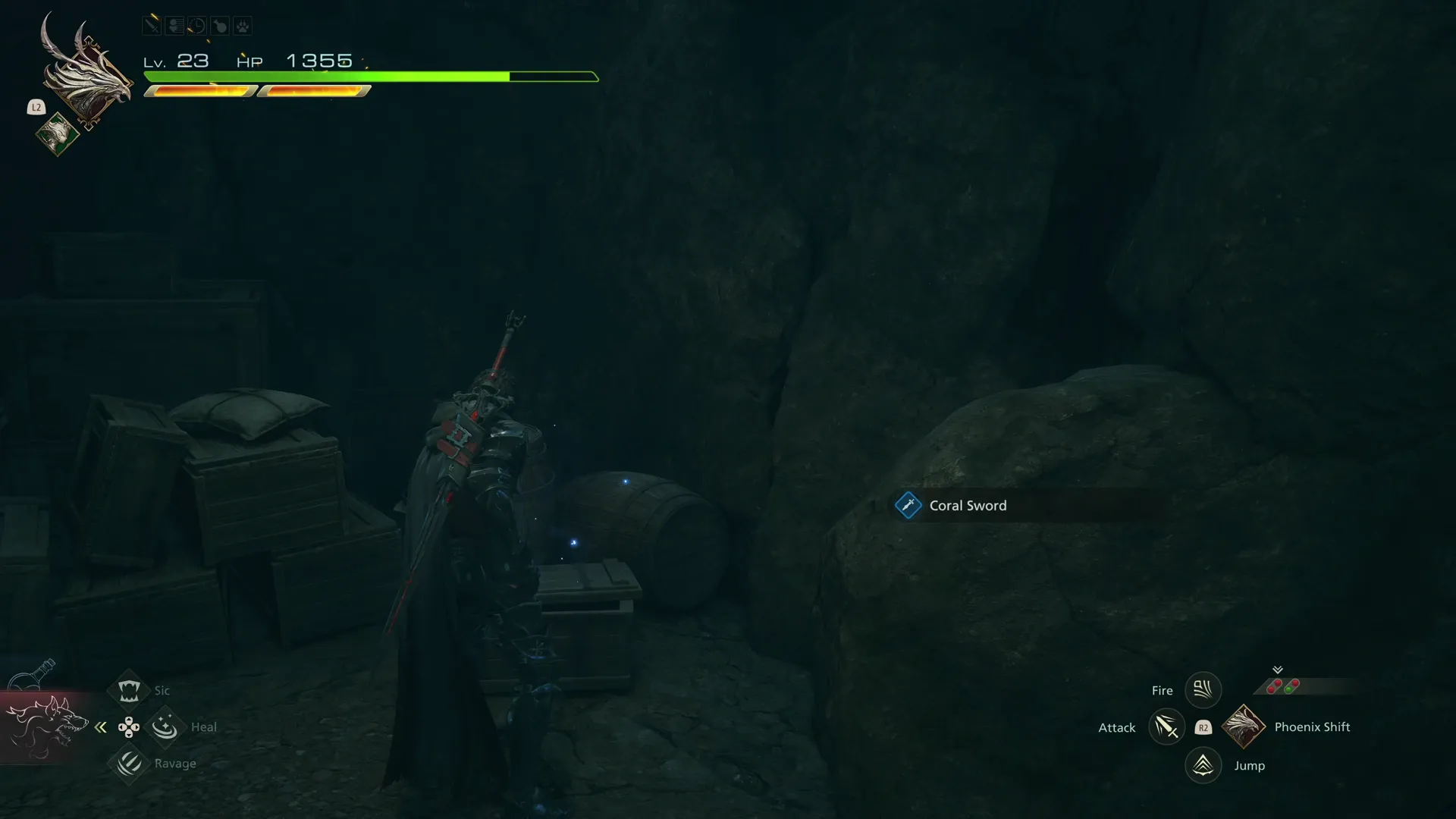 Opening the treasure coffer that contains the Coral Sword