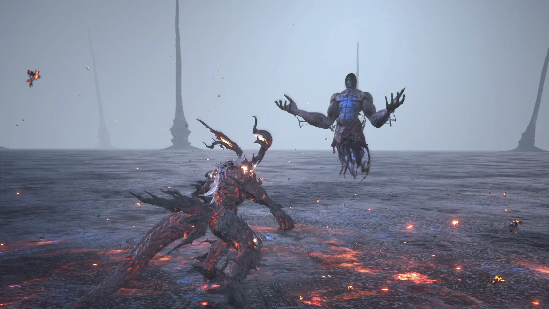 Ifrit challenging Typhon part way through the battle