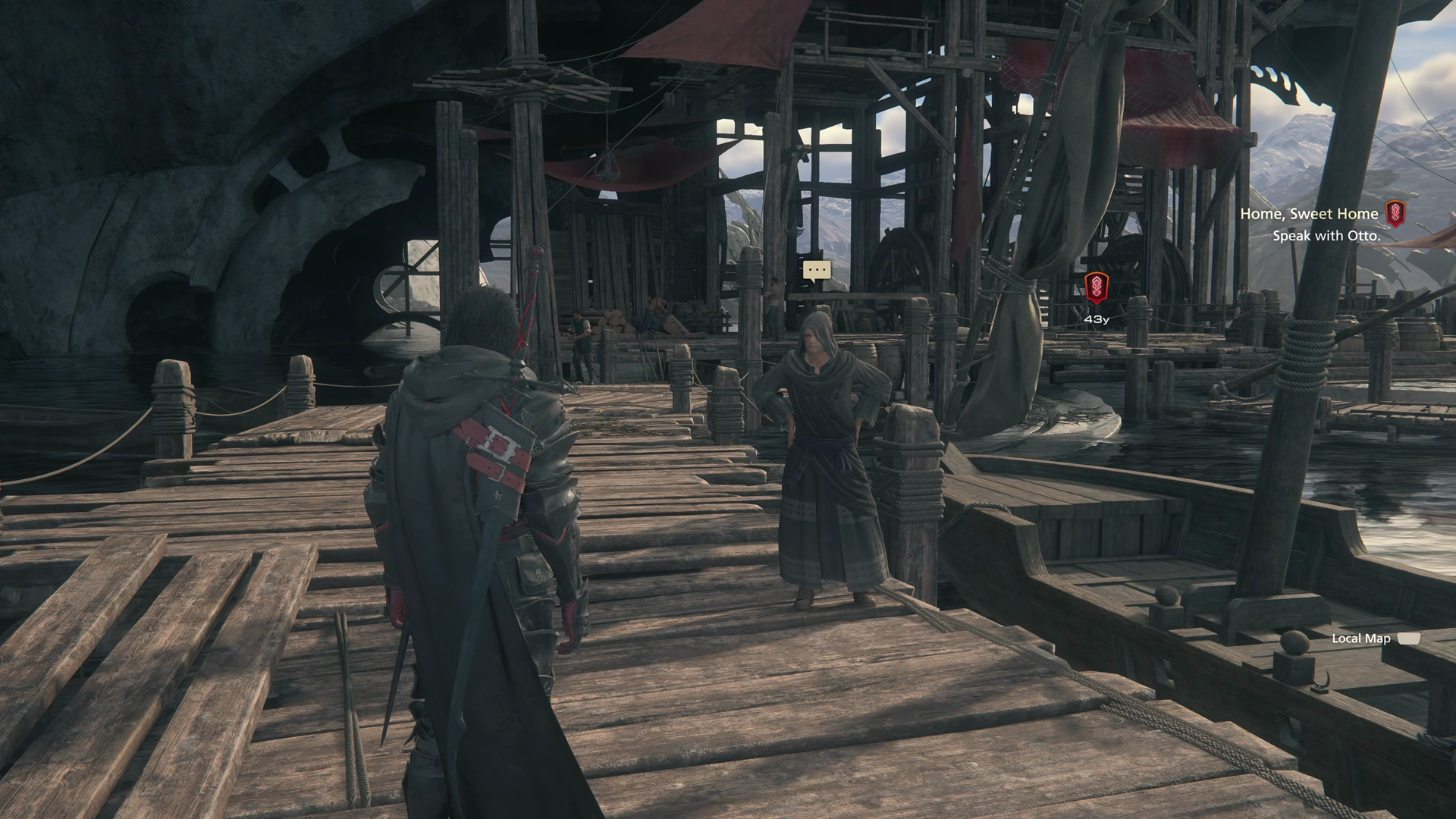 Clive arriving at the docks of the new Hideaway