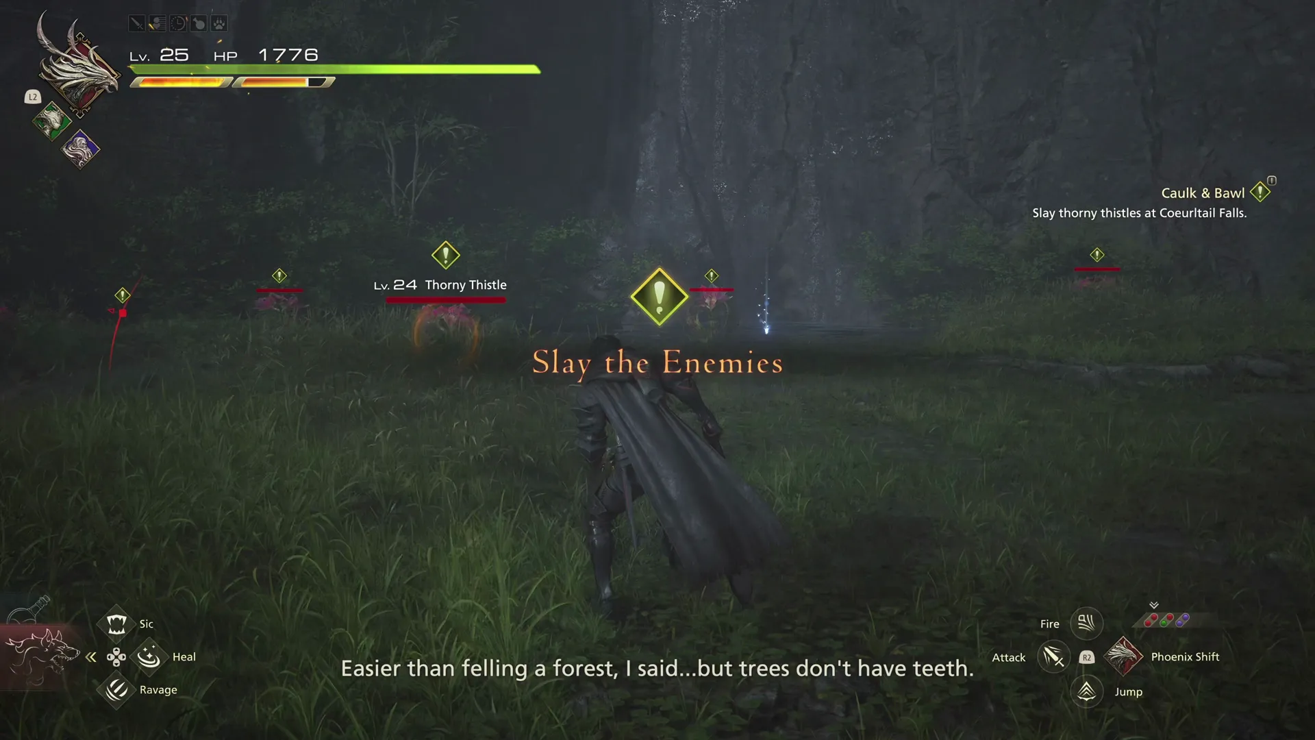 Attacking the Thorny Thistles in Three Reeds to obtain the Pitcher Wax