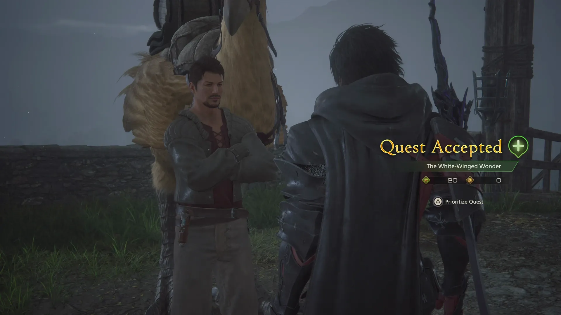 Accepting the White-Winged Wonder Optional Quest from Rowan at Martha’s Rest