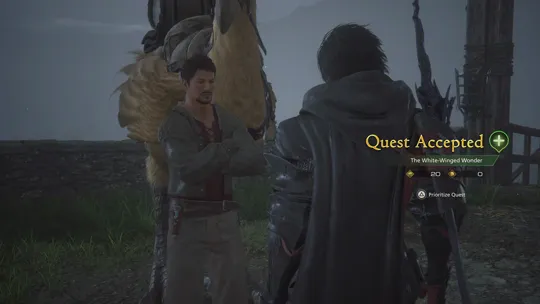 Accepting the White-Winged Wonder Optional Quest from Rowan at Martha’s Rest