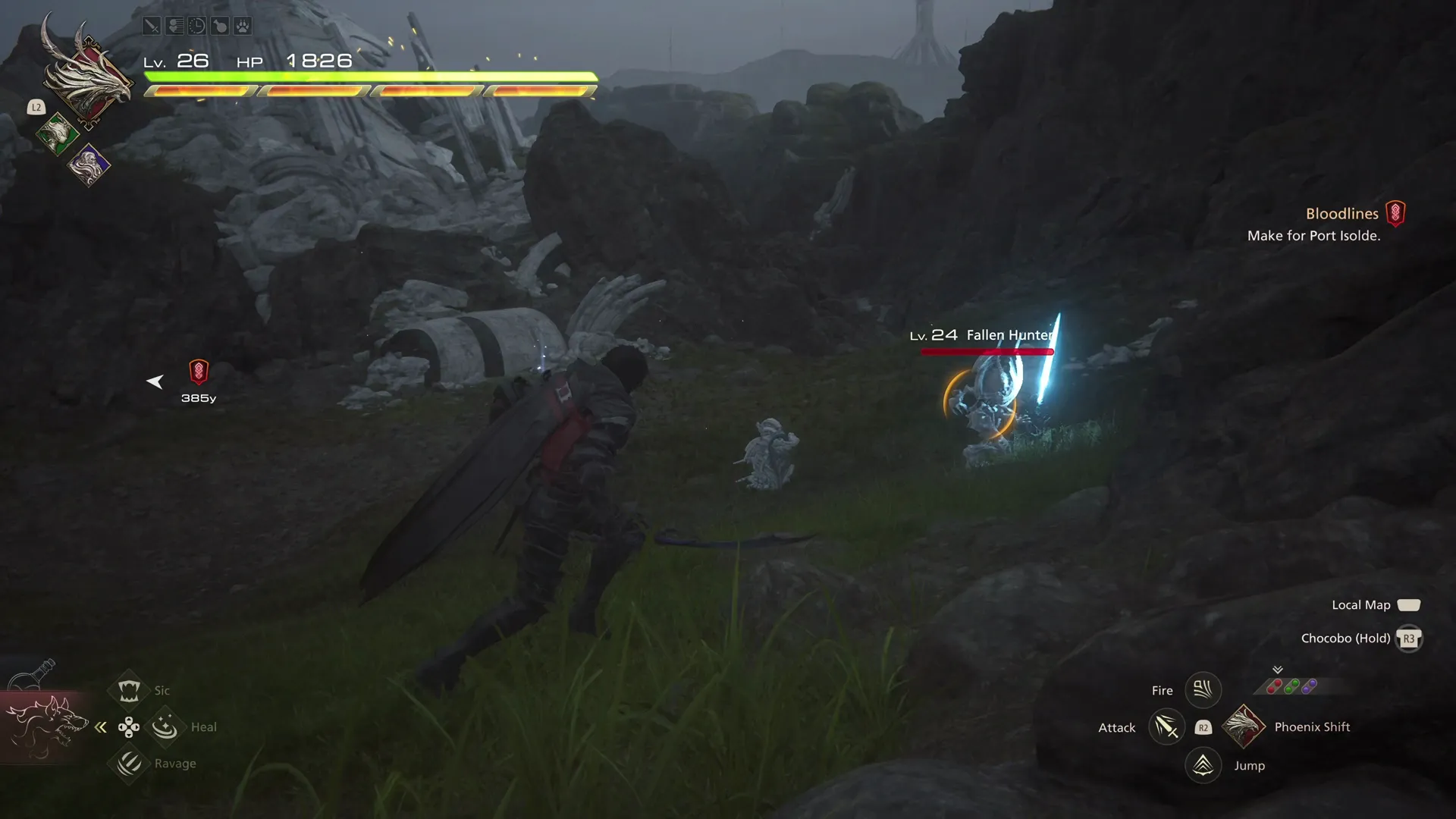 Initiating a battle against the Fallen Hunters on the way to Port Isolde