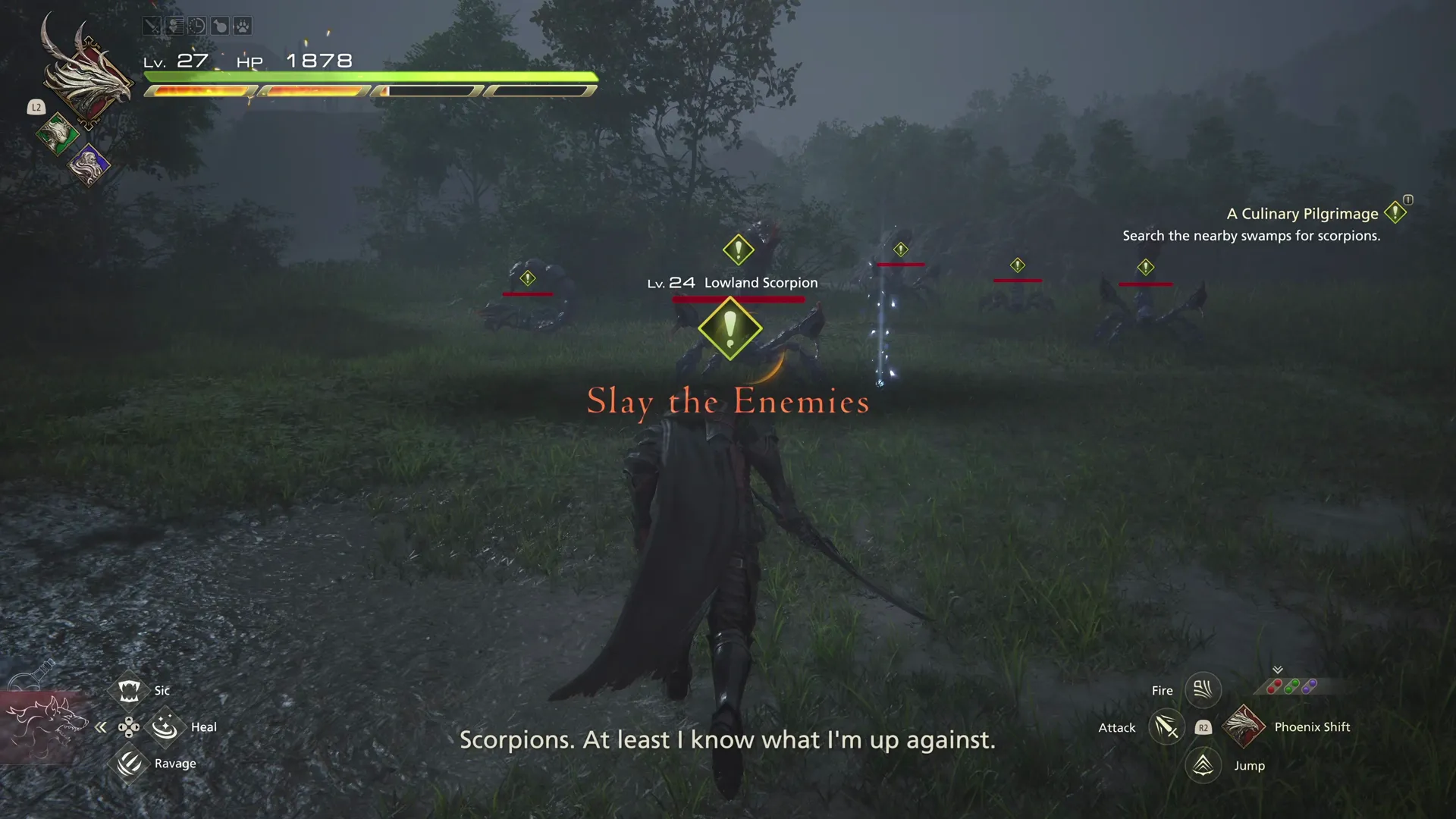 Slay the enemies which include a group of scorpions to complete the quest