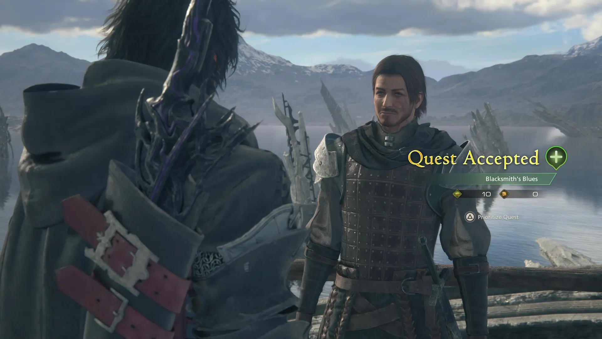 Accepting the Blacksmith’s Blues Optional Quest from August in the mess of the Hideaway