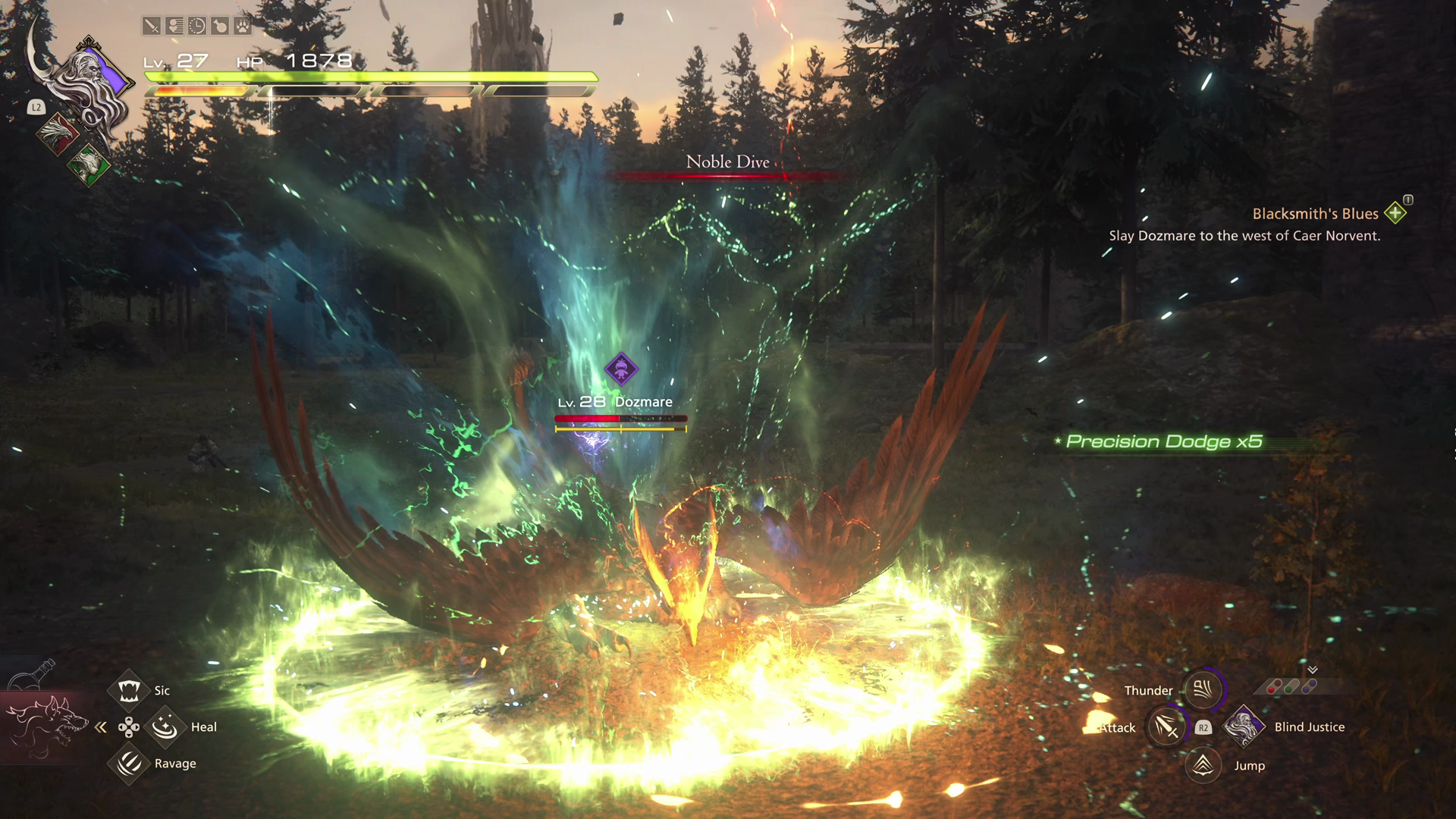 Dozmare using its Noble Dive attack