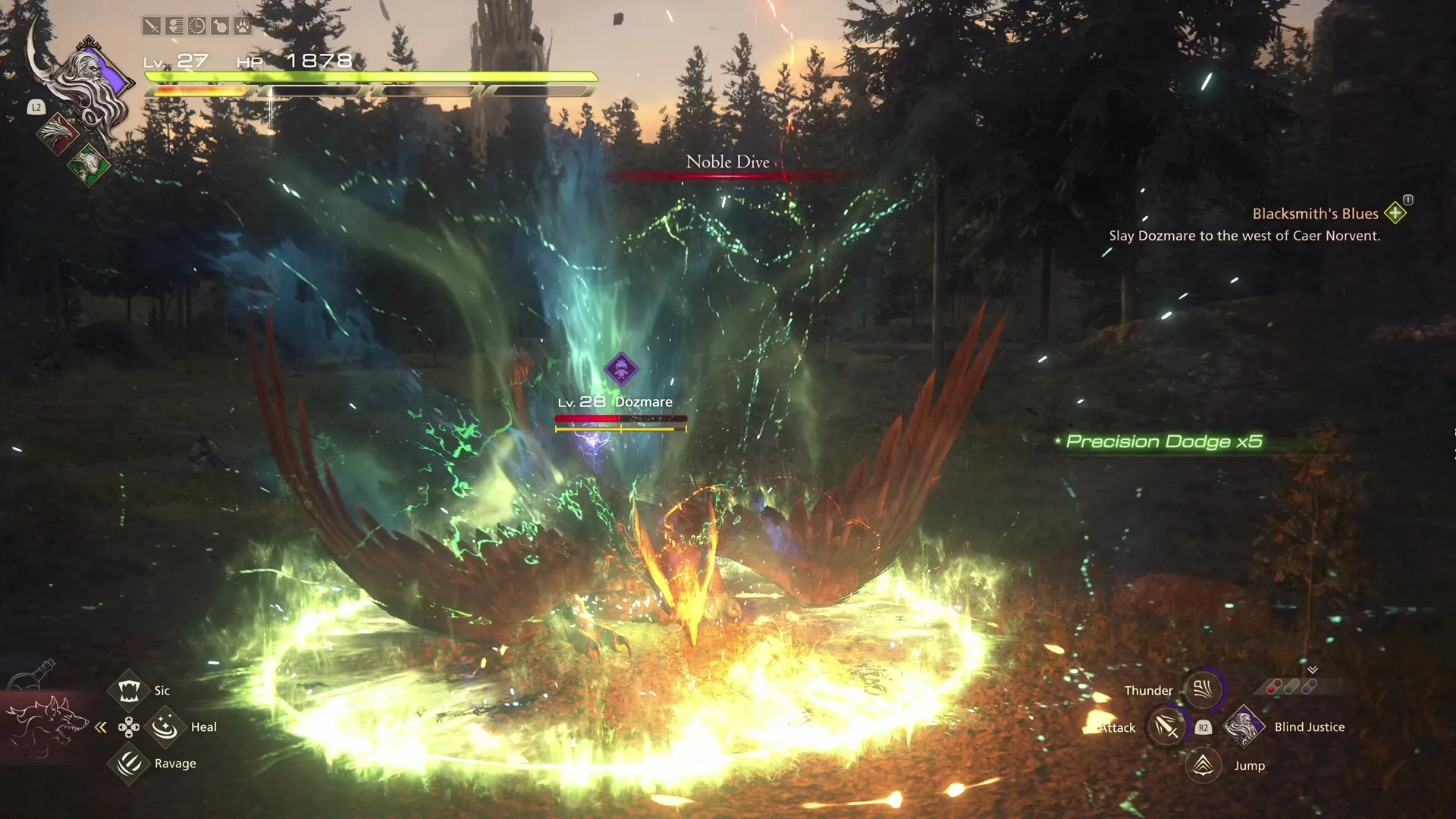 Dozmare using its Noble Dive attack