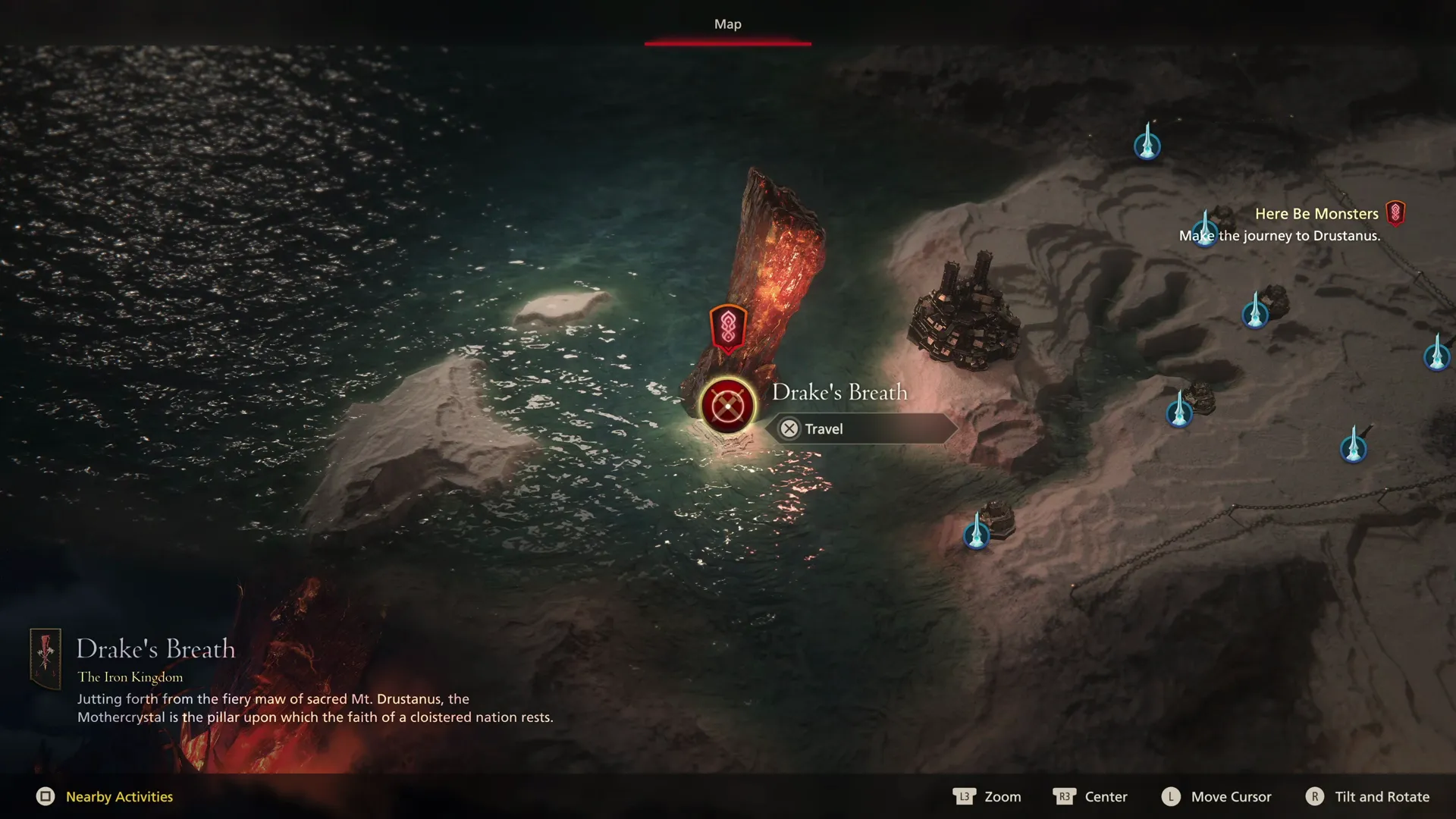 Selecting Drake’s Breath at the Iron Kingdom from the world map