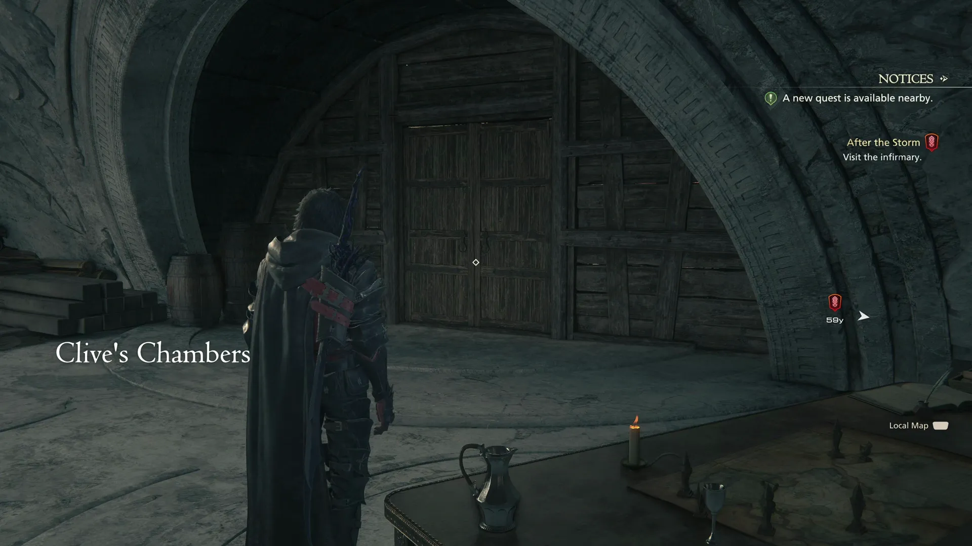 Clive back in his chambers after Drake’s Breath