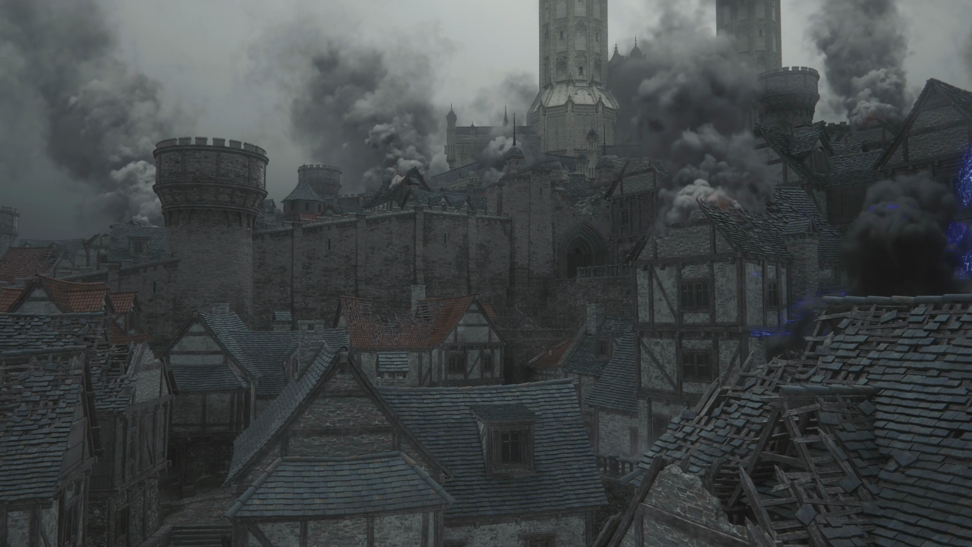 The town of Rosalith smouldering