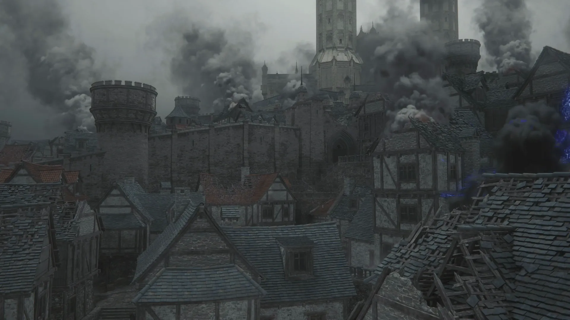 The town of Rosalith smouldering