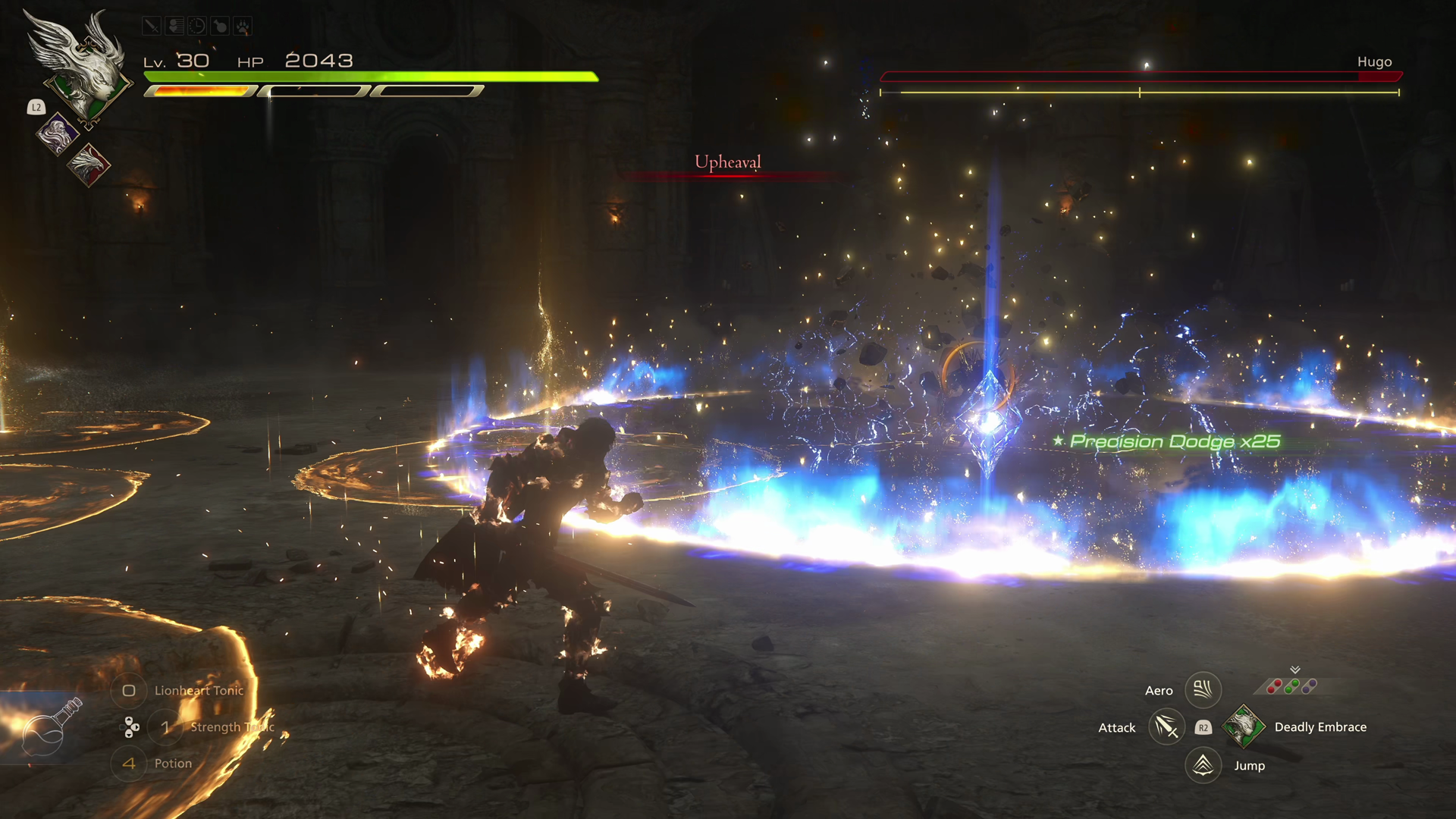 Hugo using his Upheaval attack in Phase 3