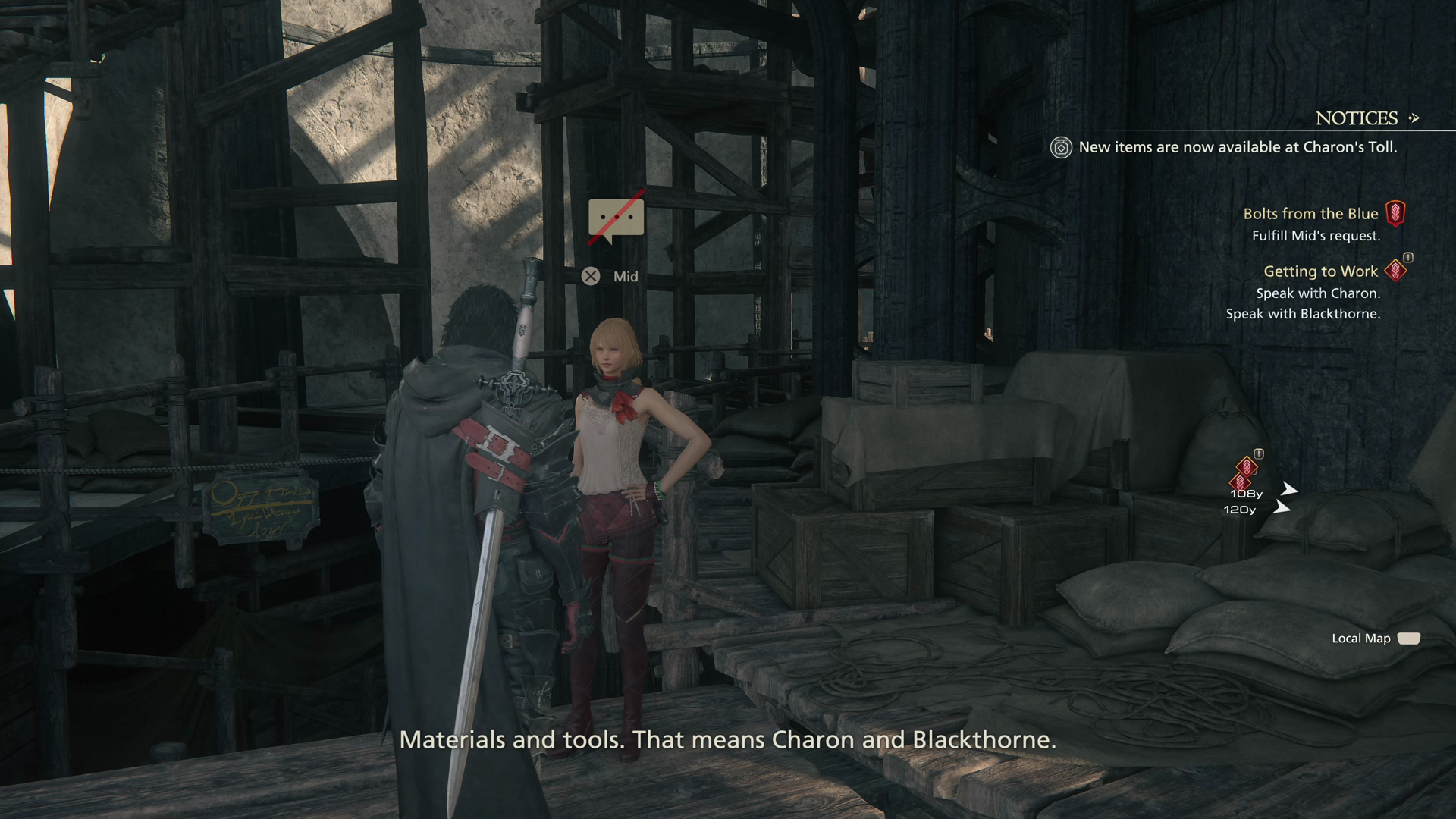 Speaking to Mid during the Getting to Work Main Scenario Subquest at the Hideaway