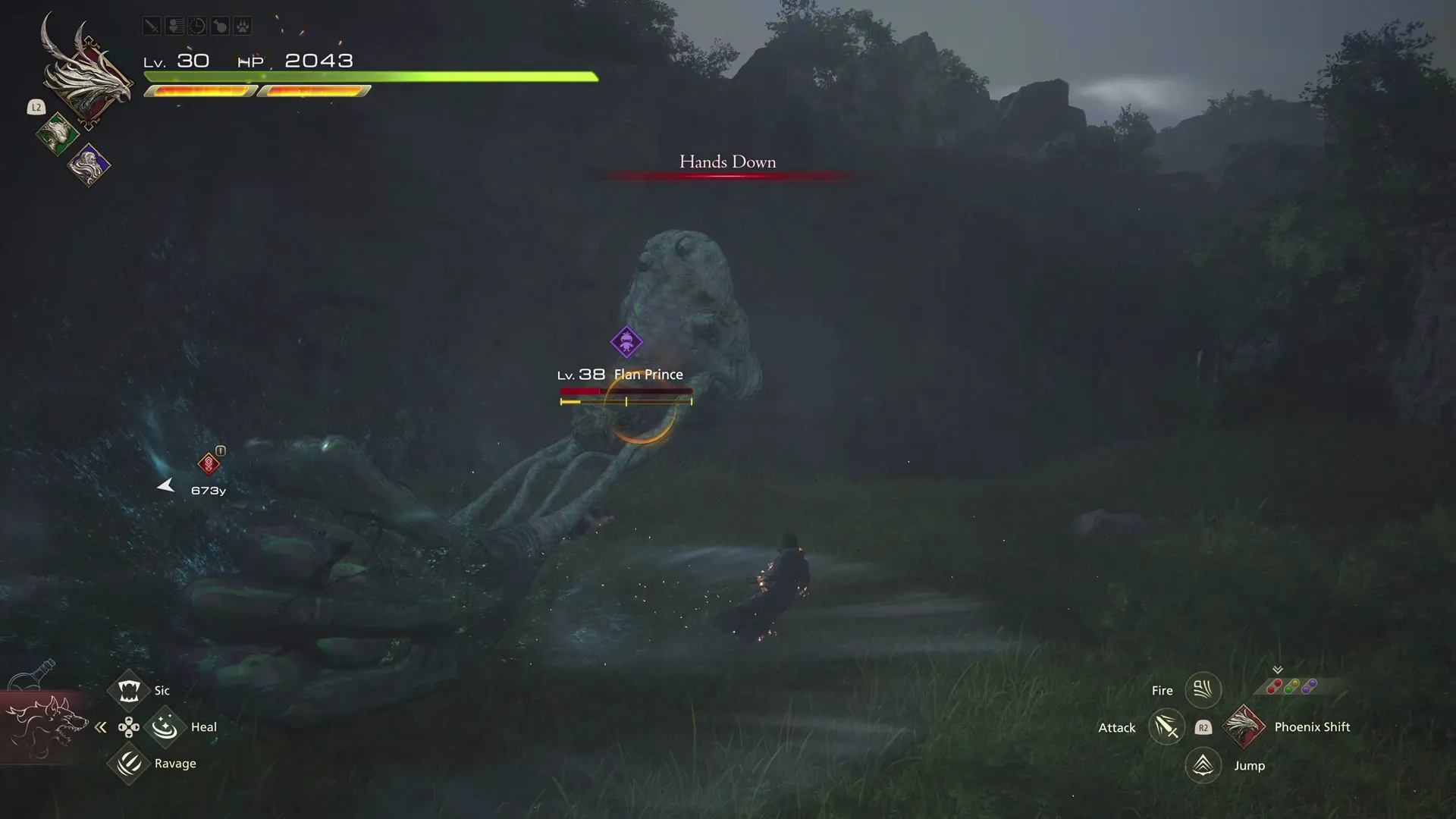 Flan Prince using its Hands Down attack