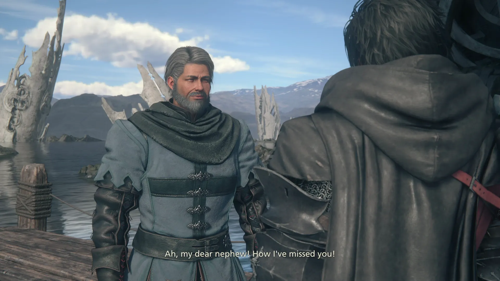 Lord Byron and Clive reuniting on the docks of the Hideaway