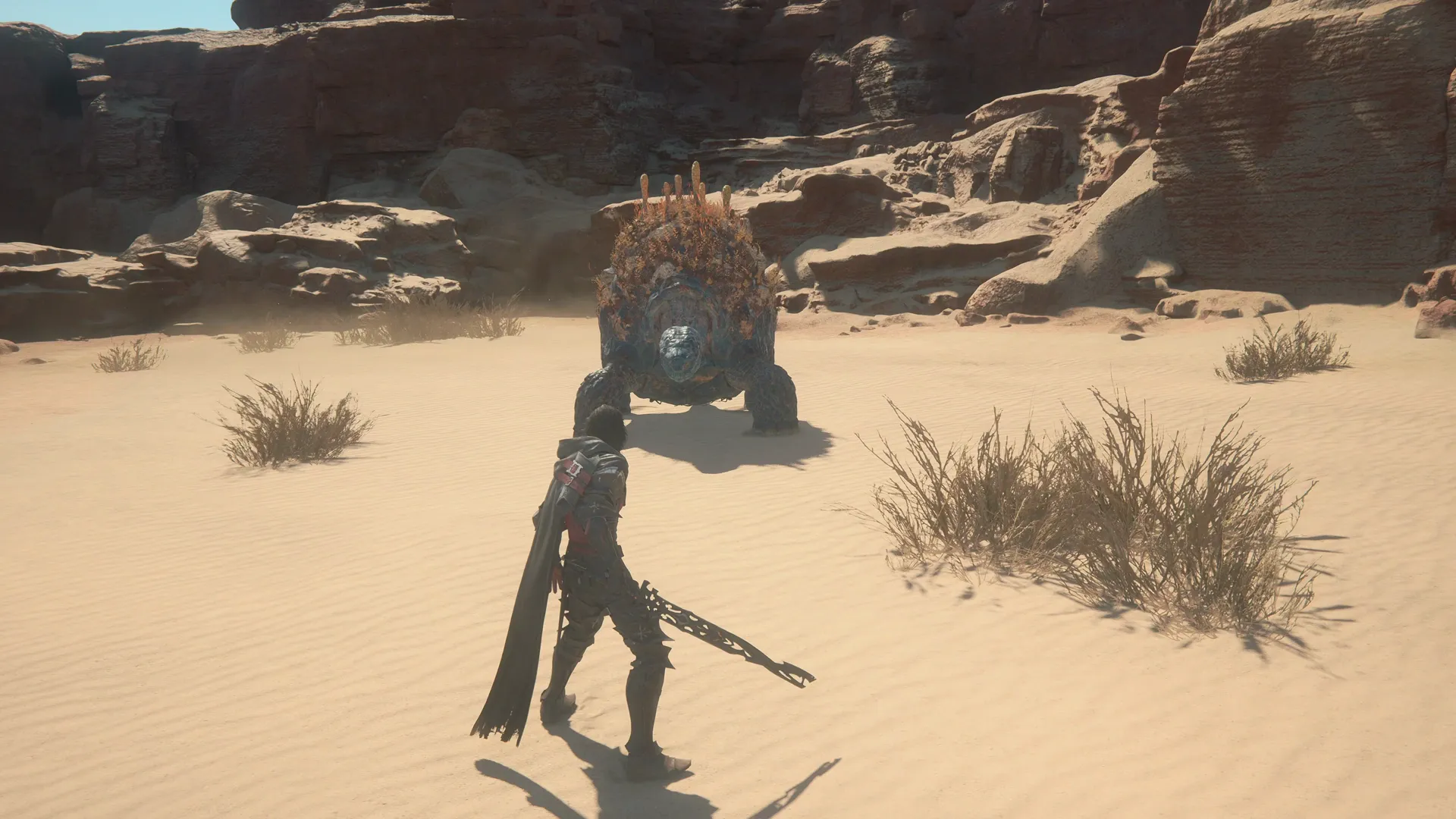 Close-up of Fastitocalon at the start of the Notorious Mark battle in Velkroy Desert