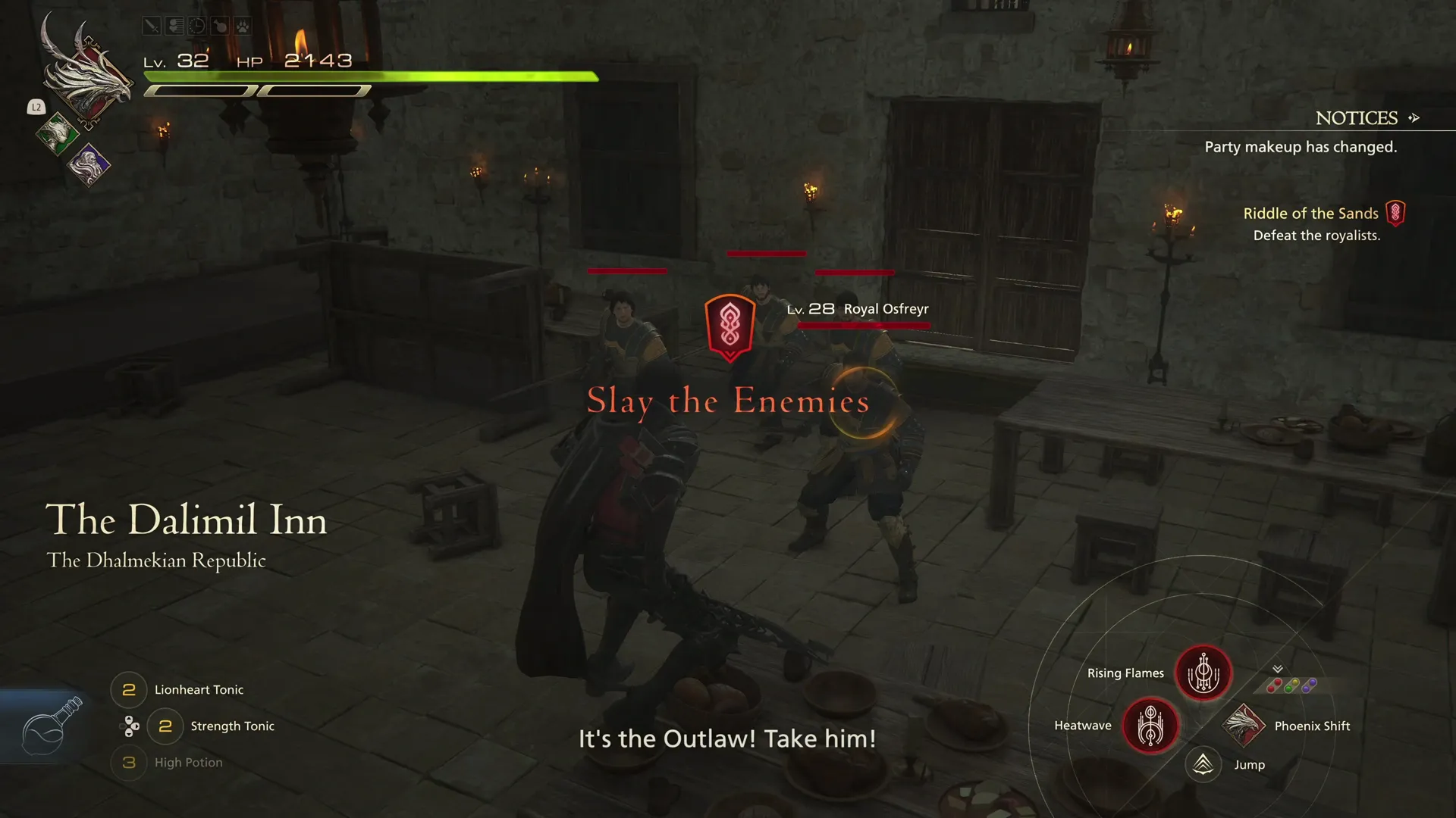 Battle against the Royal Osfreyr enemies in the Dalimil Inn