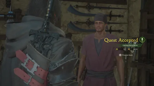 Accepting the Carving Out a Niche Optional Quest from Sava in Dalimil