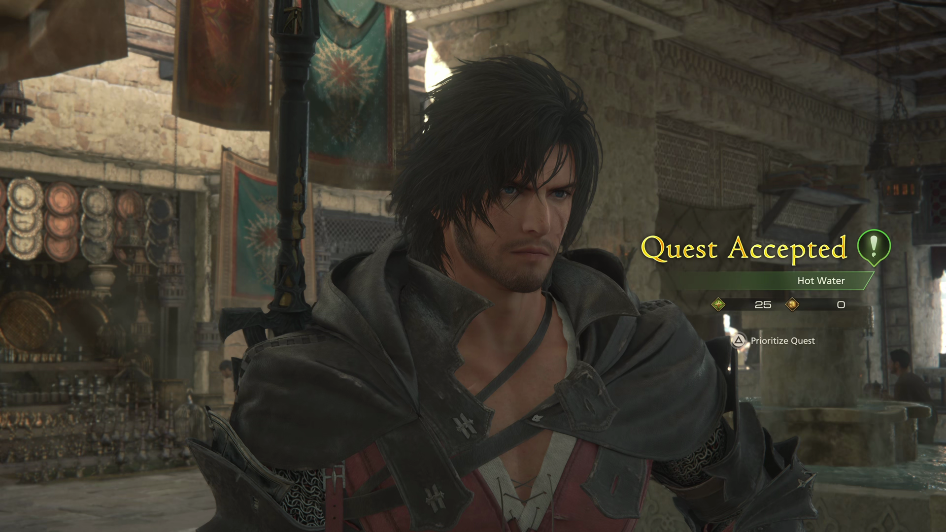 Accepting the Hot Water Optional Quest from Xaver in Dalimil