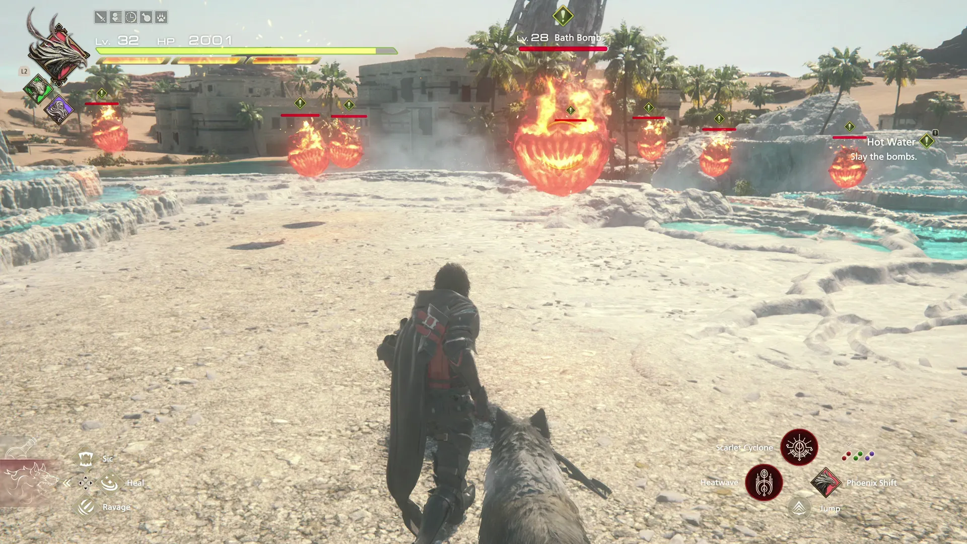 Battling against the Bath Bomb enemies out near the Doeznov Terraces