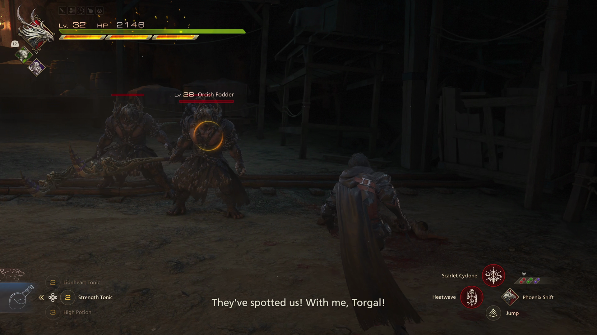 Battle against a group of Orcish Fodder