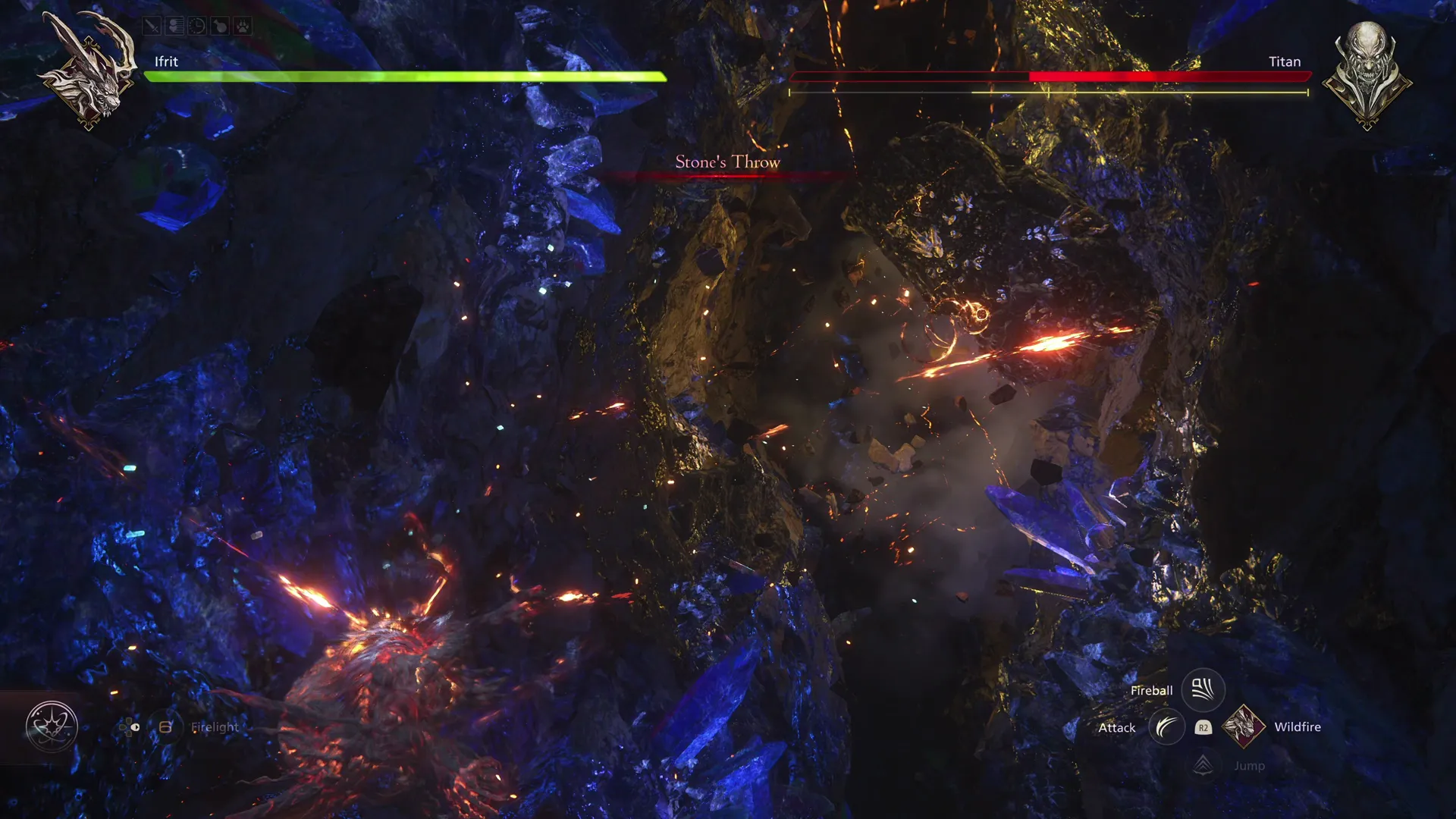 Titan using Stone’s Throw in the final phase of the battle