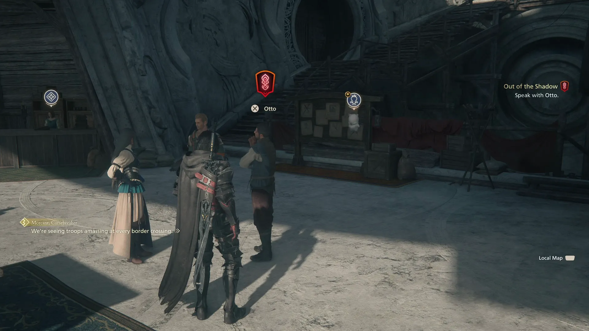 Speaking to Otto in the mess of the Hideaway