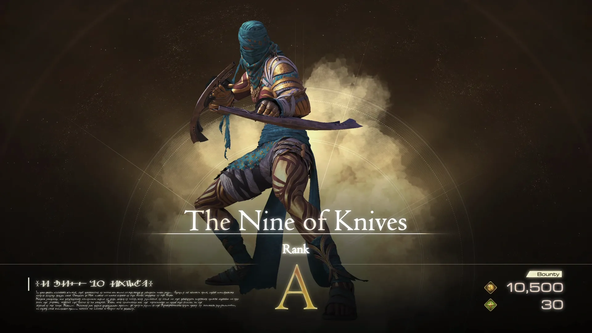 Hunt introduction screen for the Notorious Mark: The Nine of Knives