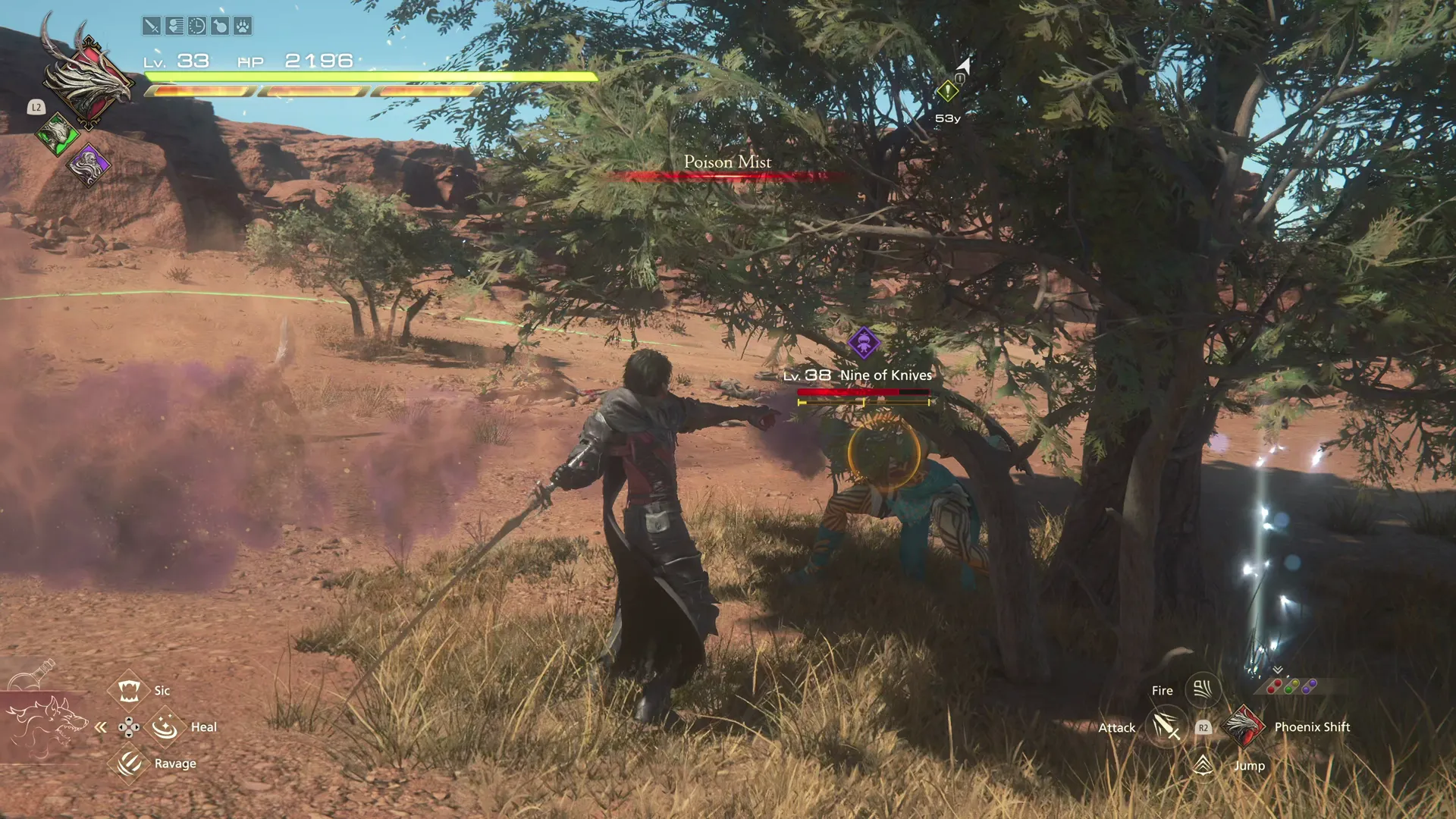 The Nine of Knives using its Poison Mist attack